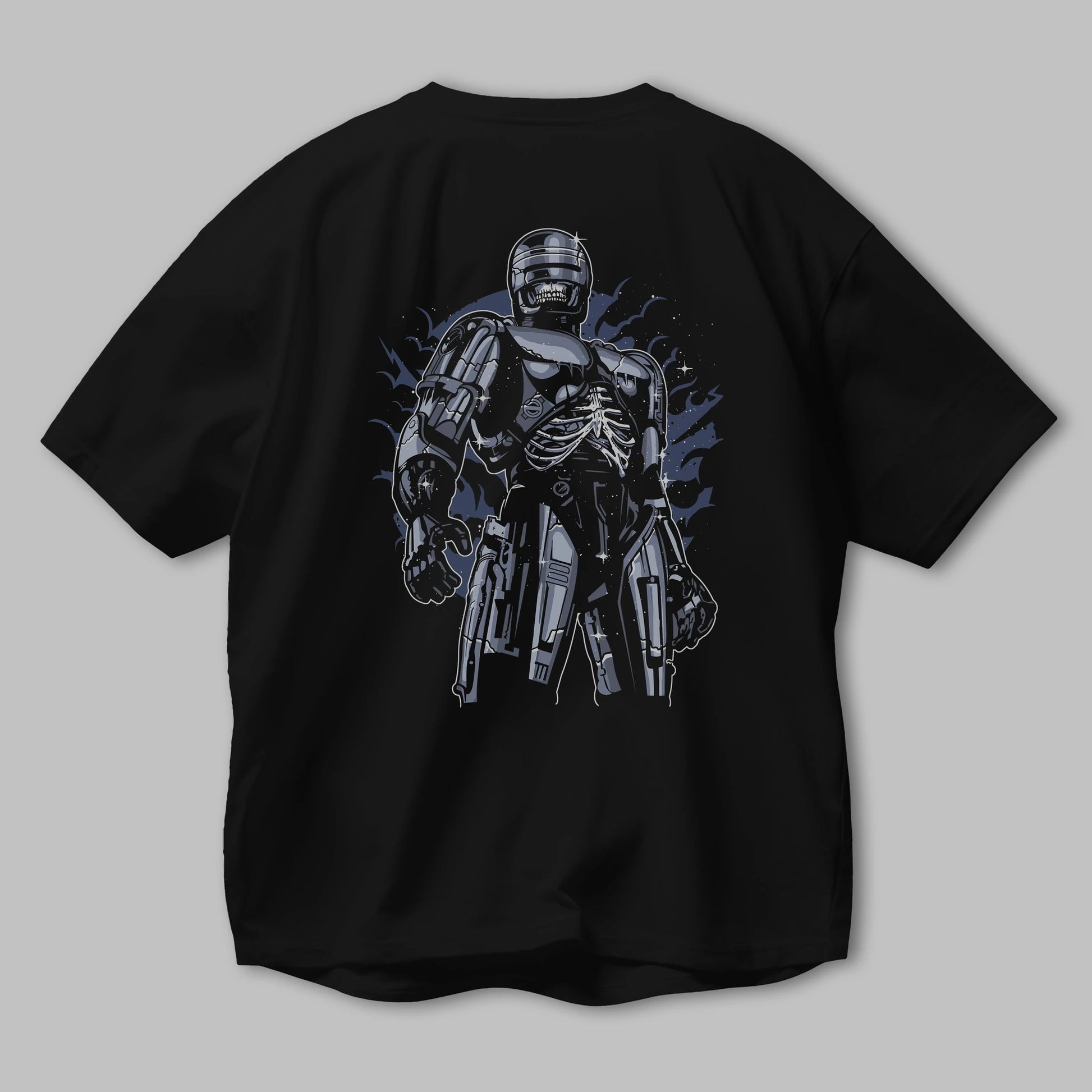 Roboskull Arka Baskılı Oversize t-shirt Erkek Kadın Unisex %100 Pamuk