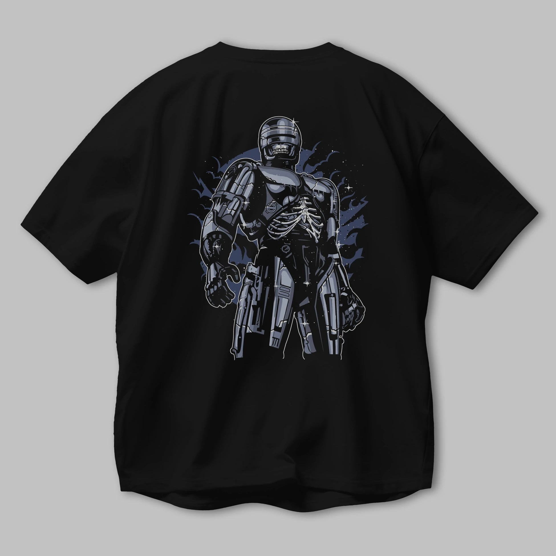 Roboskull Arka Baskılı Oversize t-shirt Erkek Kadın Unisex %100 Pamuk