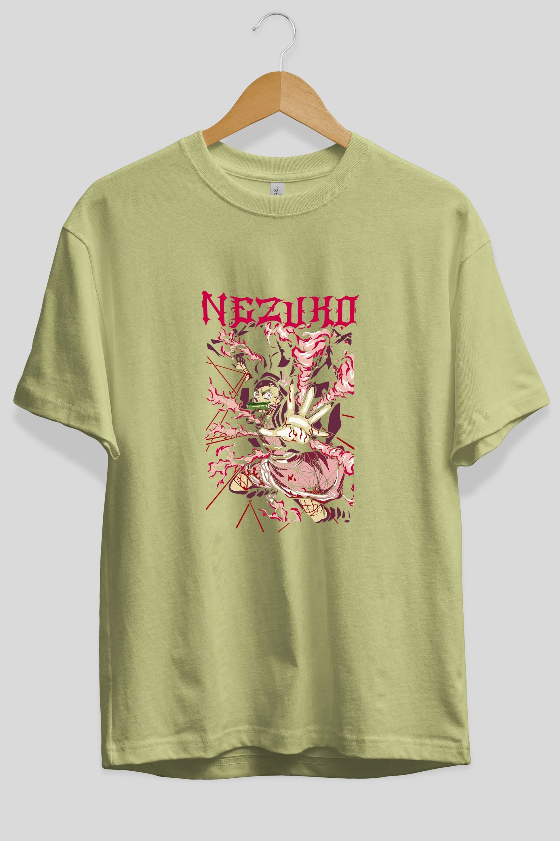 NEZUKO KAMADO Anime Ön Baskılı Oversize t-shirt %100 pamuk Erkek Kadın Unisex