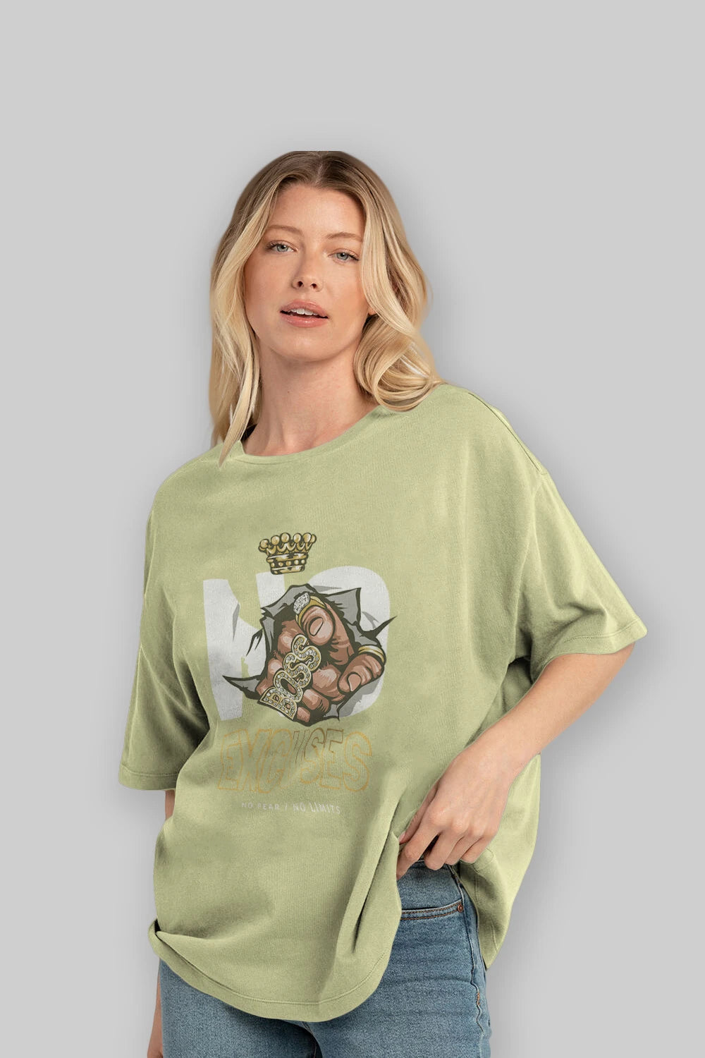 No Excuses Ön Baskılı Oversize t-shirt Erkek Kadın Unisex