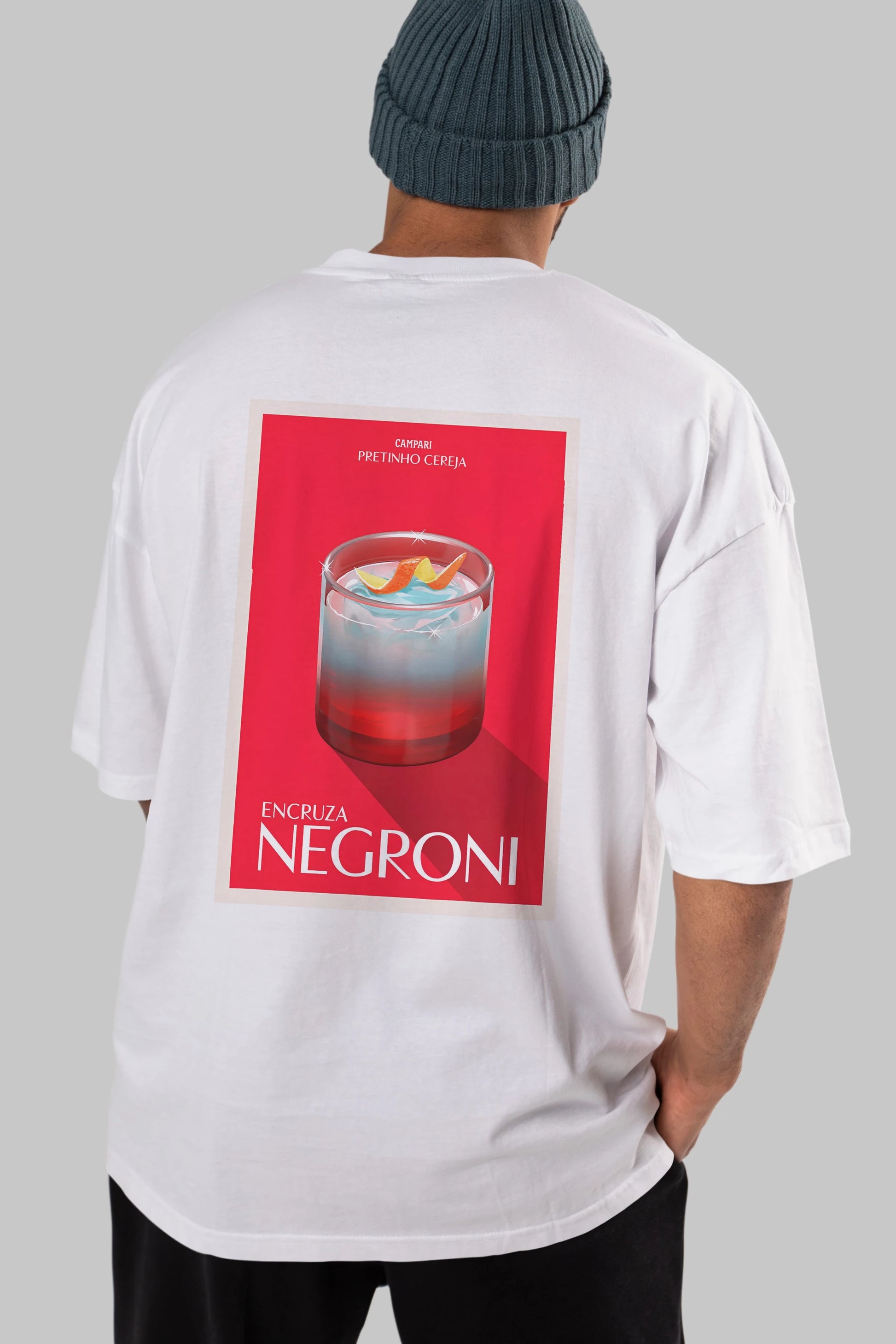 Encruza Negroni Arka Baskılı Oversize t-shirt Erkek Kadın Unisex %100 Pamuk Bisiklet Yaka tişort
