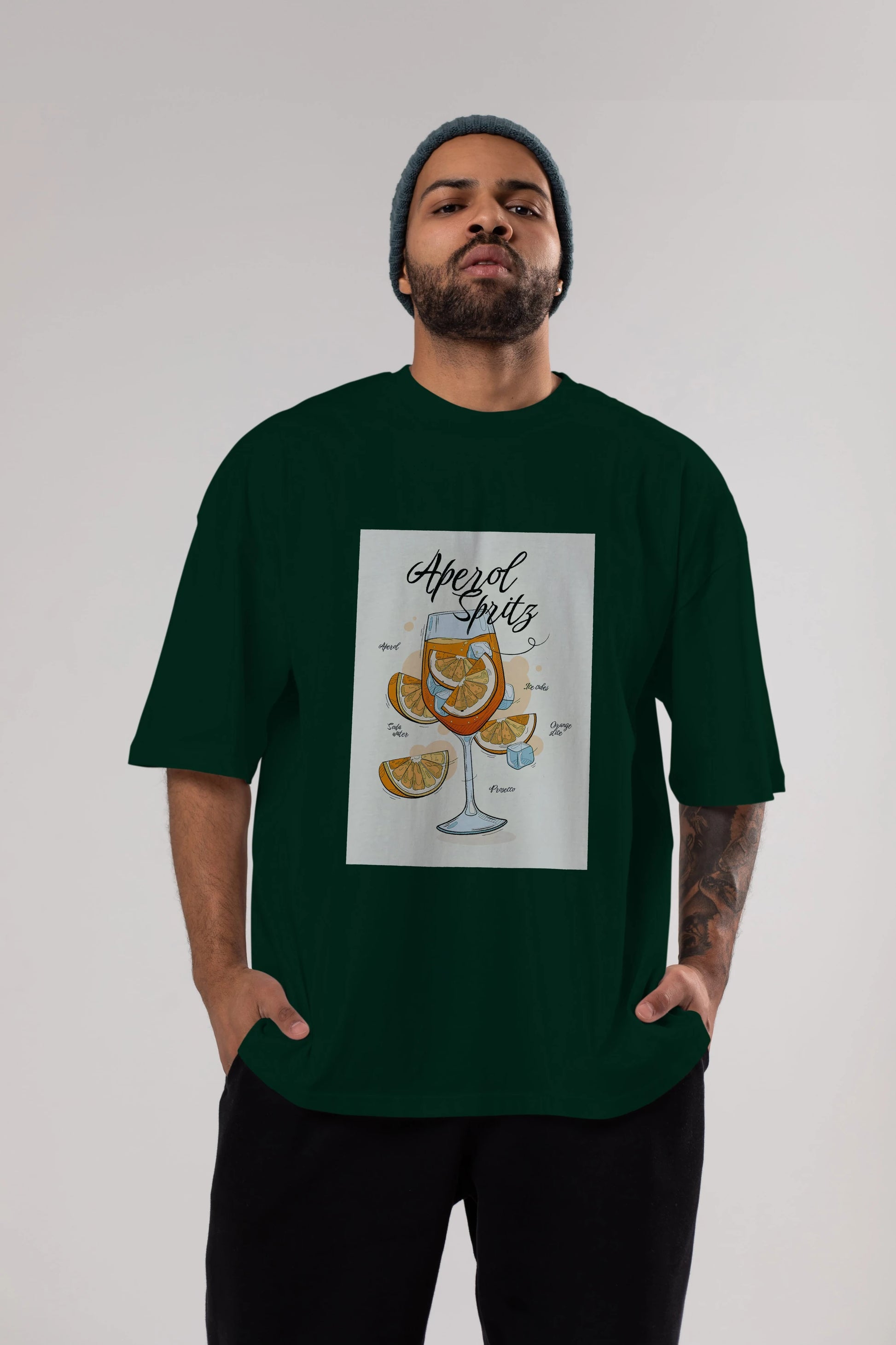 Aperol Spritz 6 Ön Baskılı Oversize t-shirt Erkek Kadın Unisex %100 Pamuk Bisiklet Yaka tişort