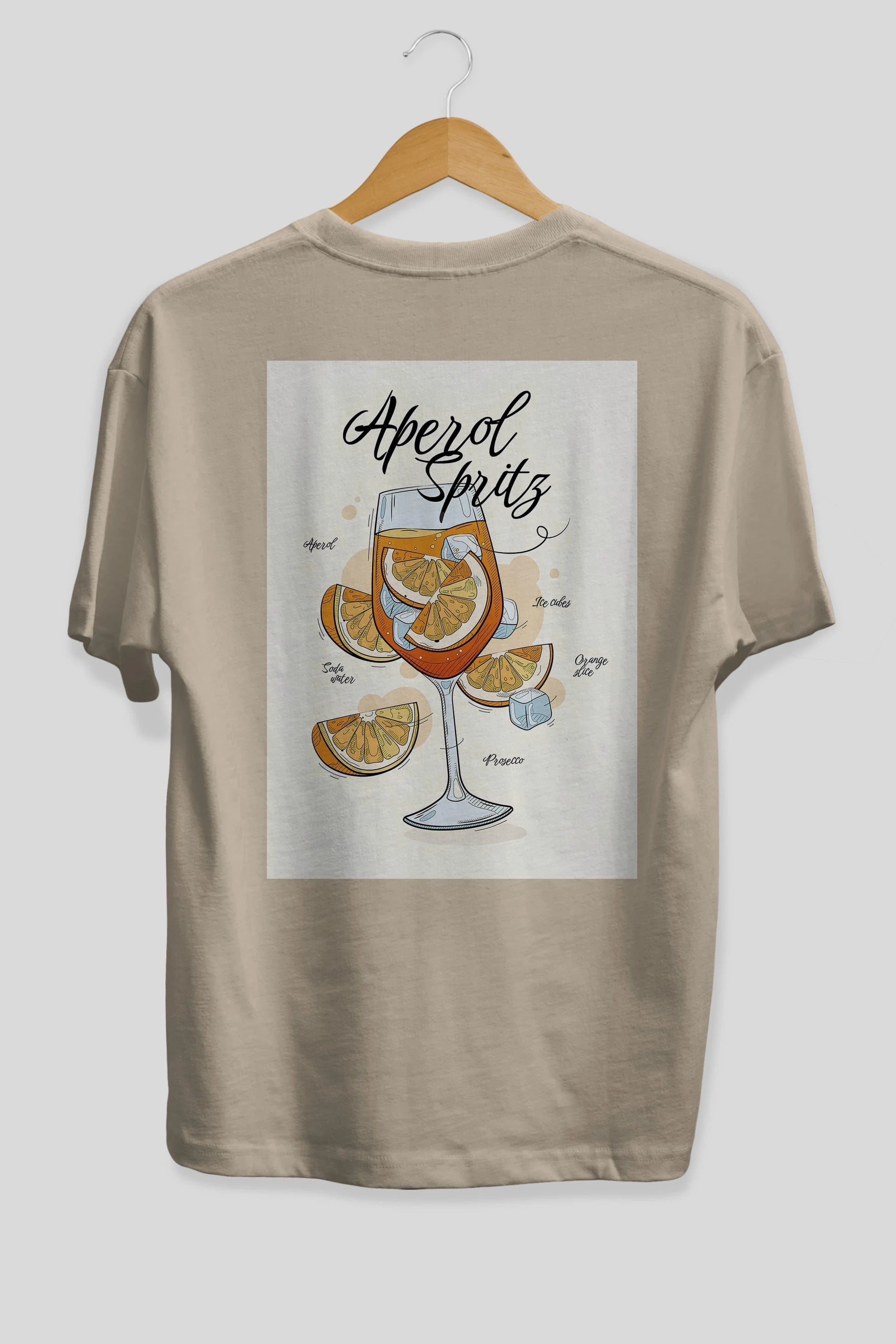 Aperol Spritz 6 Arka Baskılı Oversize t-shirt Erkek Kadın Unisex %100 Pamuk Bisiklet Yaka tişort