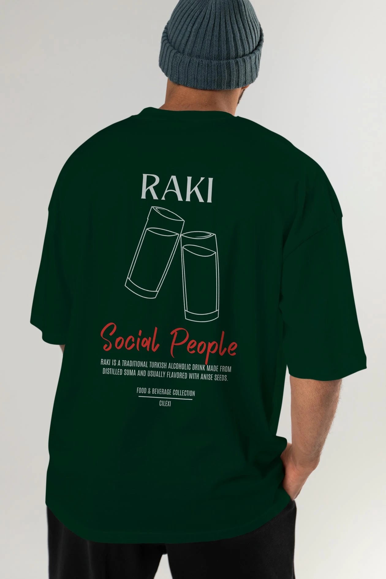 Rakı Kokteyl Serisi Baskılı Oversize t-shirt Erkek Kadın Unisex %100 Pamuk Bisiklet Yaka tişort