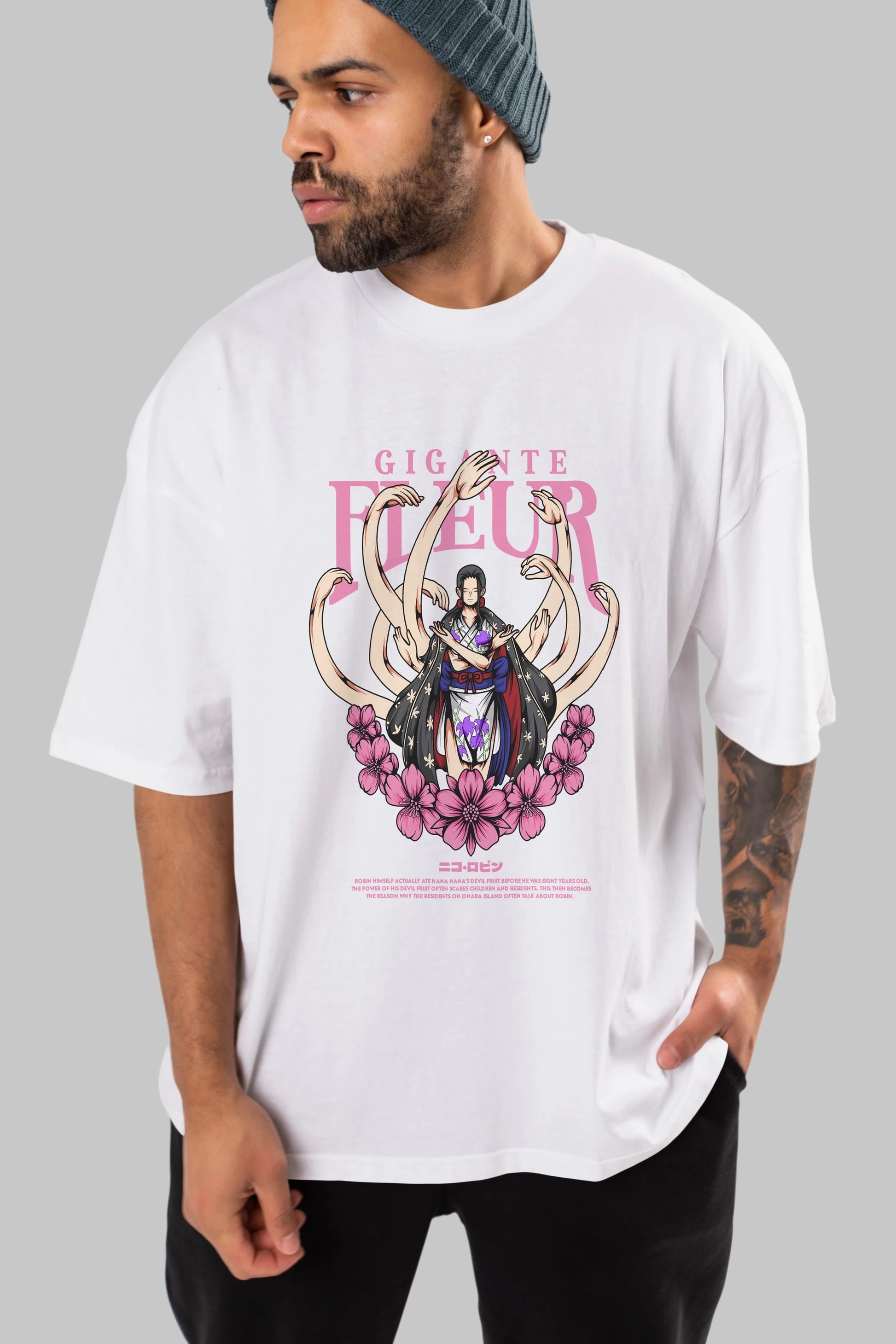 Gigante Fleur Anime Ön Baskılı Oversize t-shirt %100 pamuk Erkek Kadın Unisex
