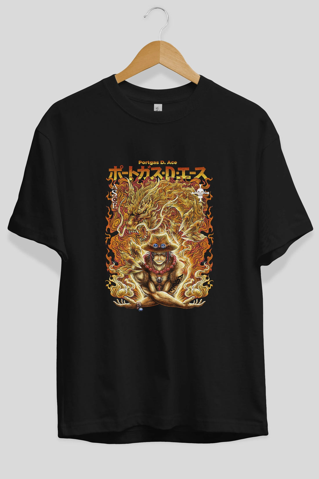 PORTGAS D. ACE Anime Ön Baskılı Oversize t-shirt %100 pamuk Erkek Kadın Unisex