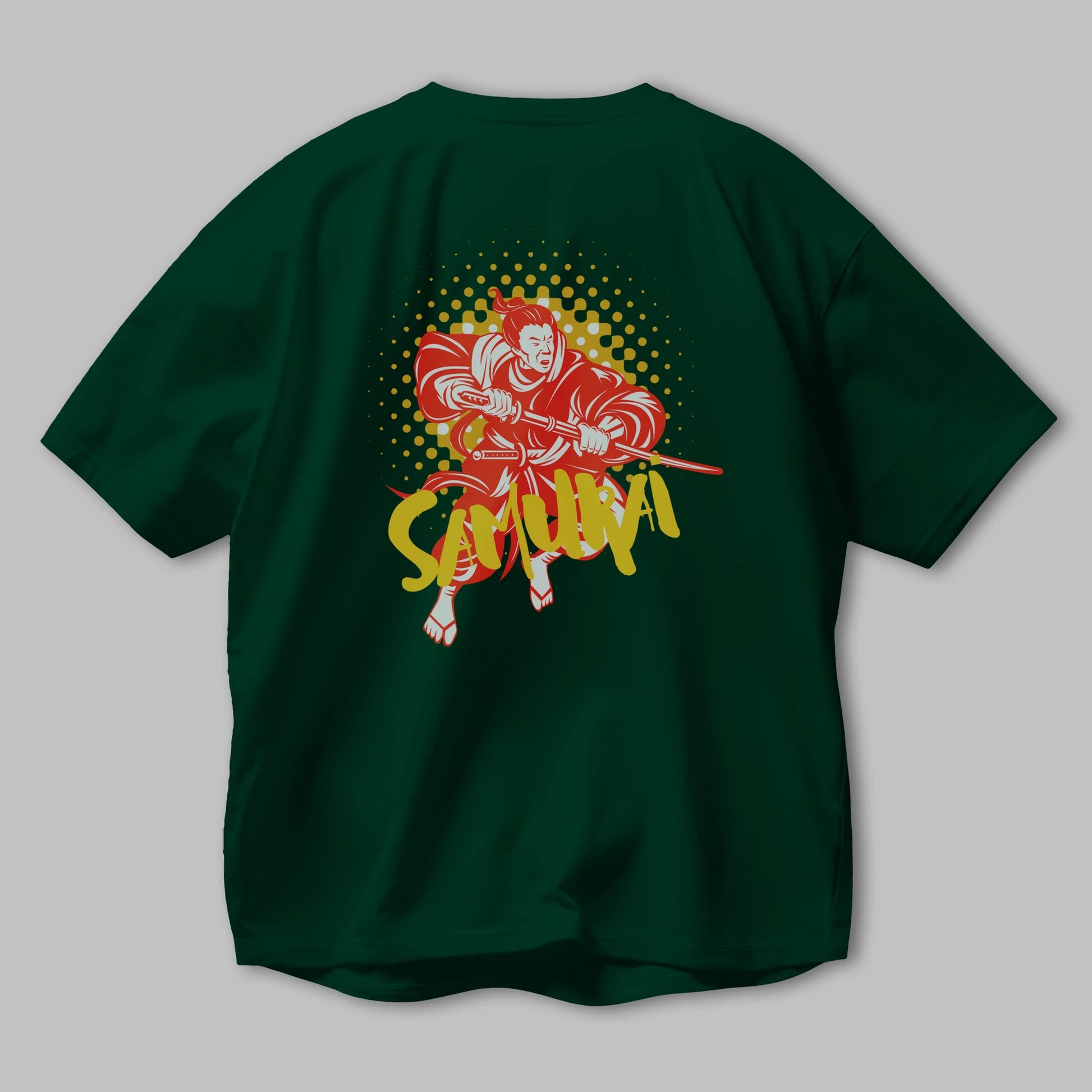 Samurai Arka Baskılı Oversize t-shirt Erkek Kadın Unisex