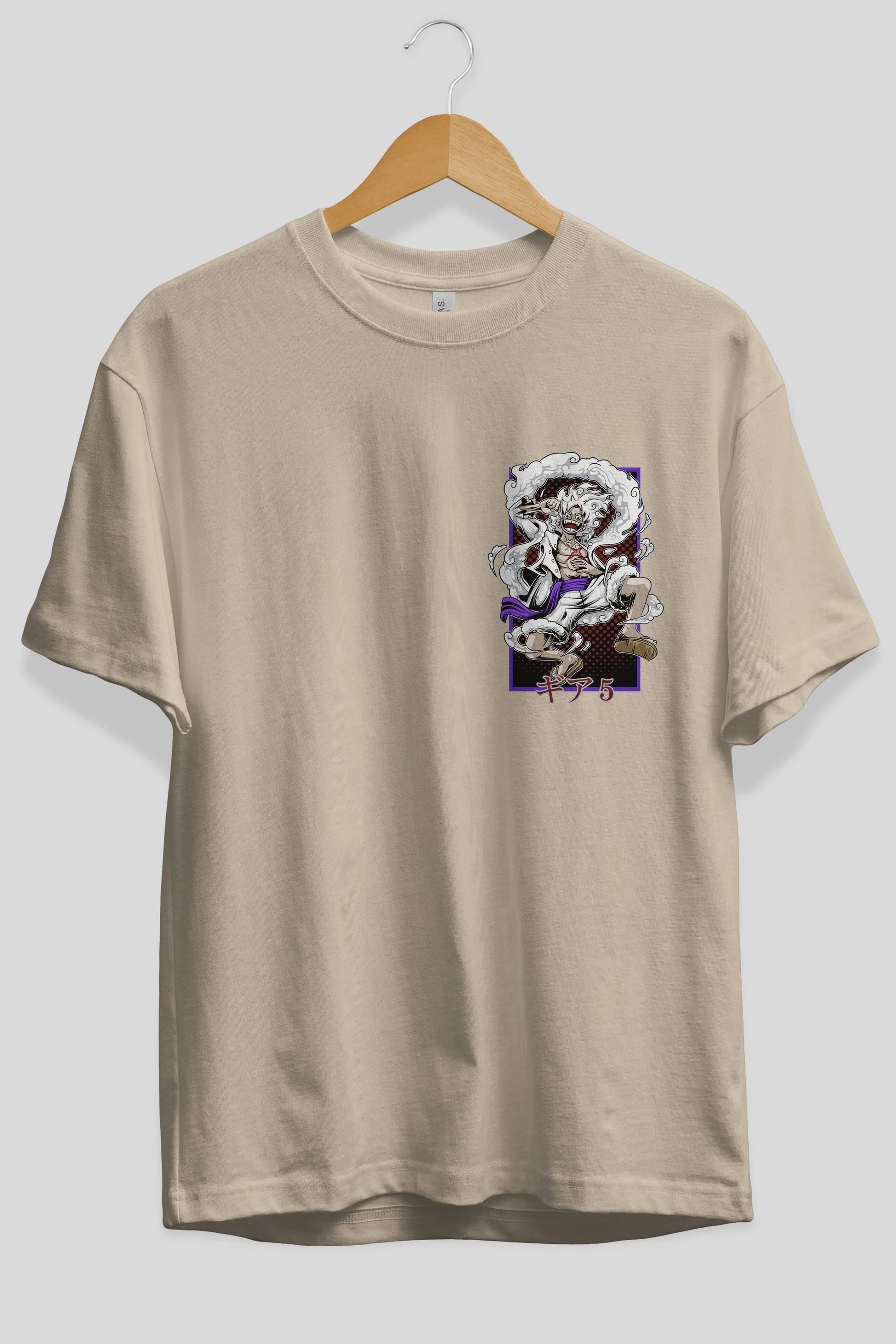 MONKEY D. LUFFY GEAR5 Ön Sol Baskılı Oversize t-shirt Erkek Kadın Unisex %100 Pamuk Bisiklet Yaka tişort