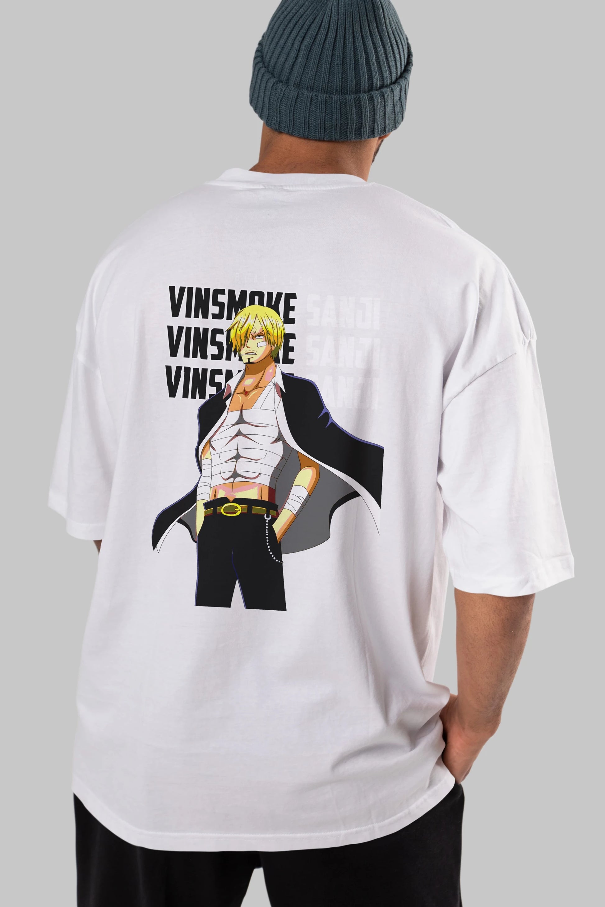 Sanji Anime Arka Baskılı Oversize t-shirt Erkek Kadın Unisex %100 pamuk tişort
