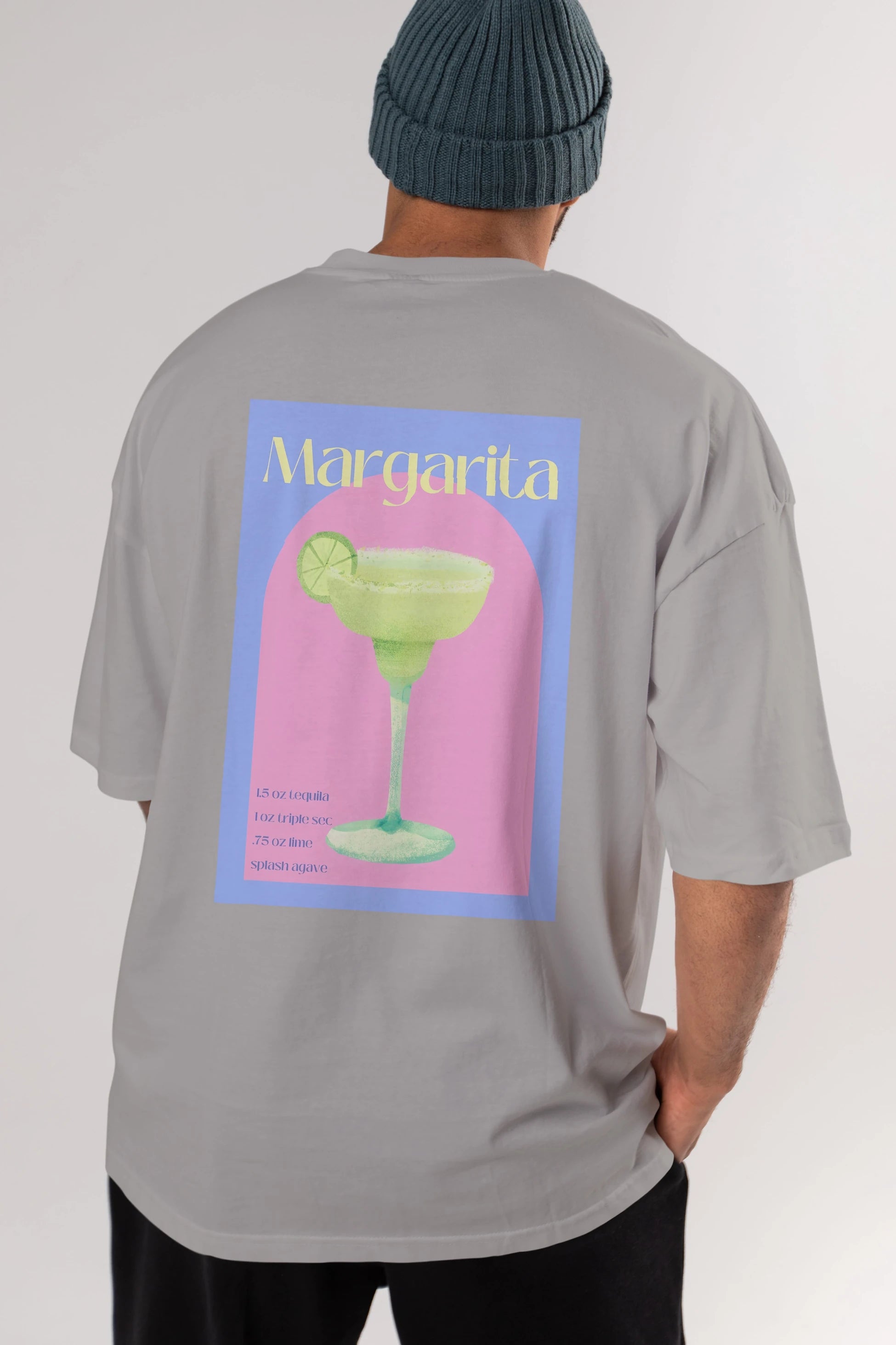 Margarita 6 Arka Baskılı Oversize t-shirt Erkek Kadın Unisex %100 Pamuk Bisiklet Yaka tişort