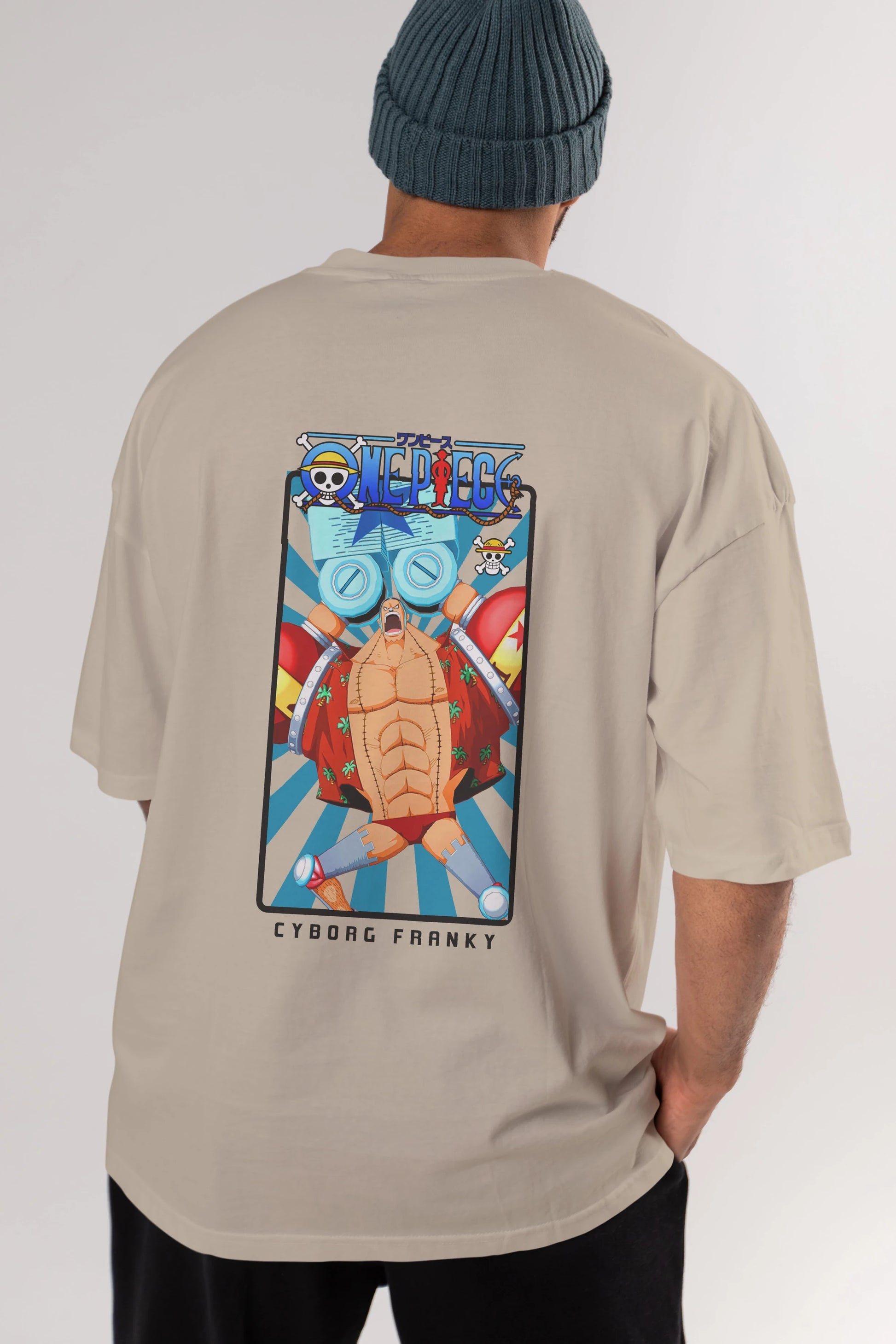 Franky Anime Arka Baskılı Oversize t-shirt Erkek Kadın Unisex %100 pamuk tişort