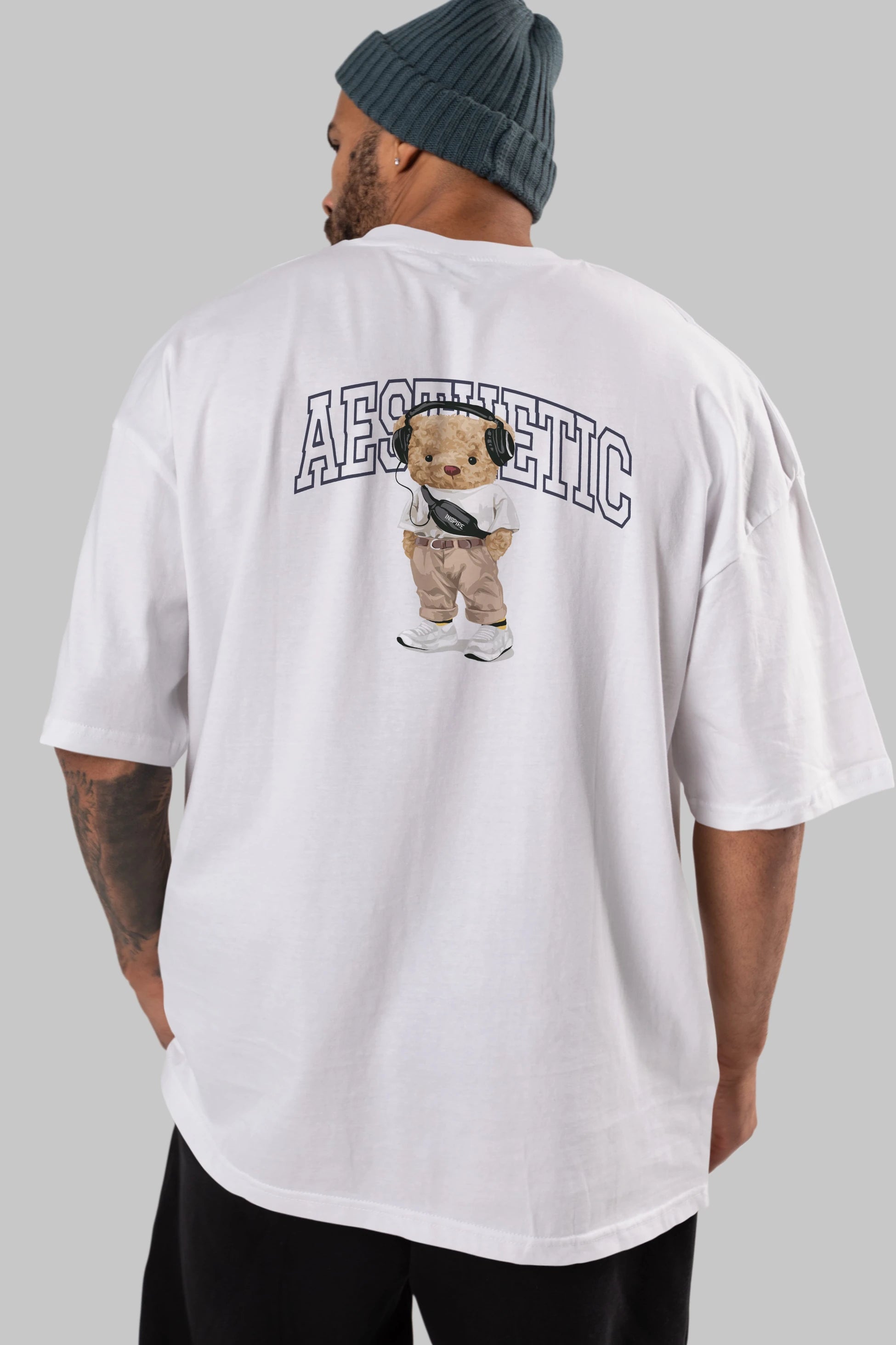 Teddy Bear Aesthetıc Arka Baskılı Oversize t-shirt Erkek Kadın Unisex %100 Pamuk