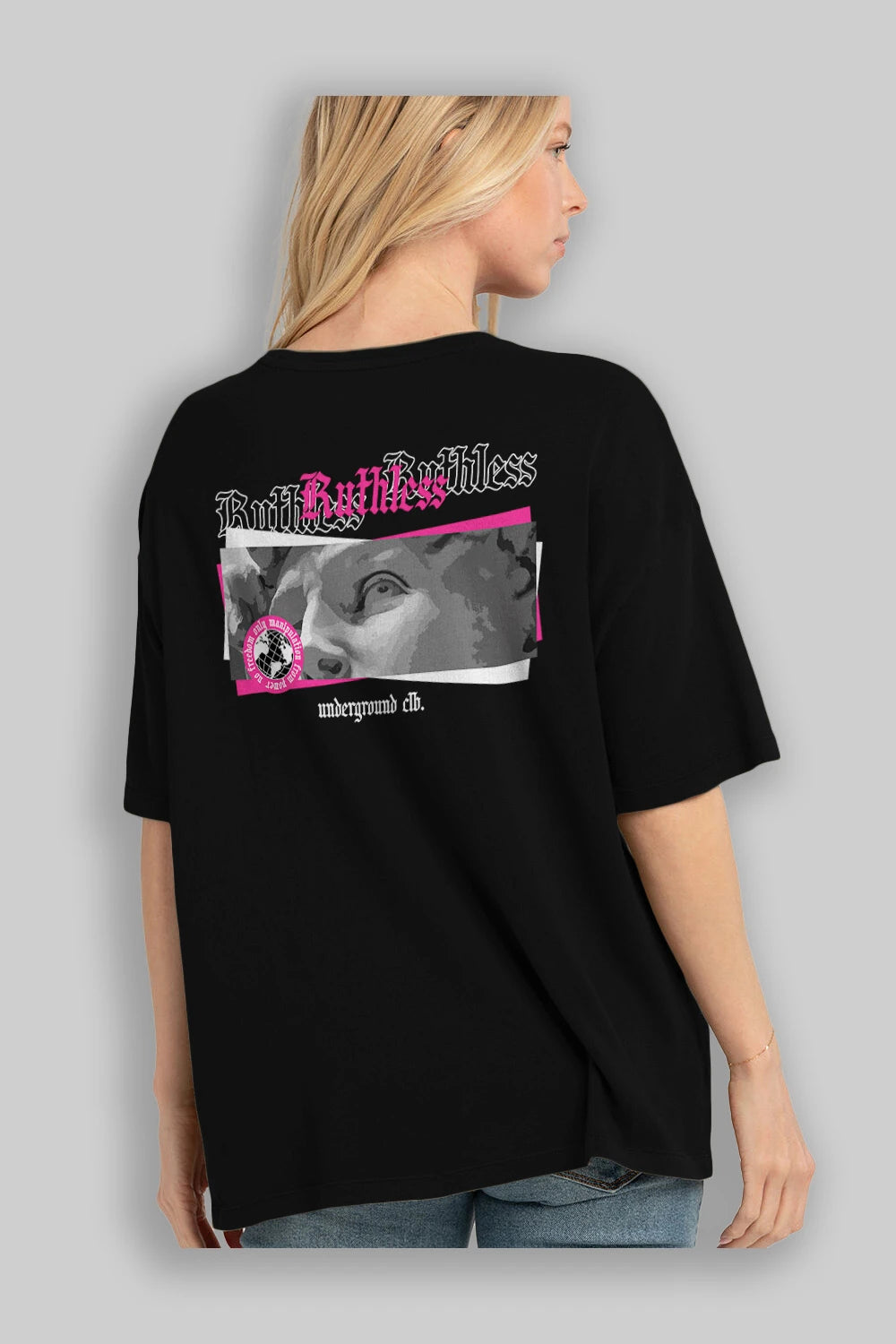 Ruthless Arka Baskılı Oversize t-shirt Erkek Kadın Unisex