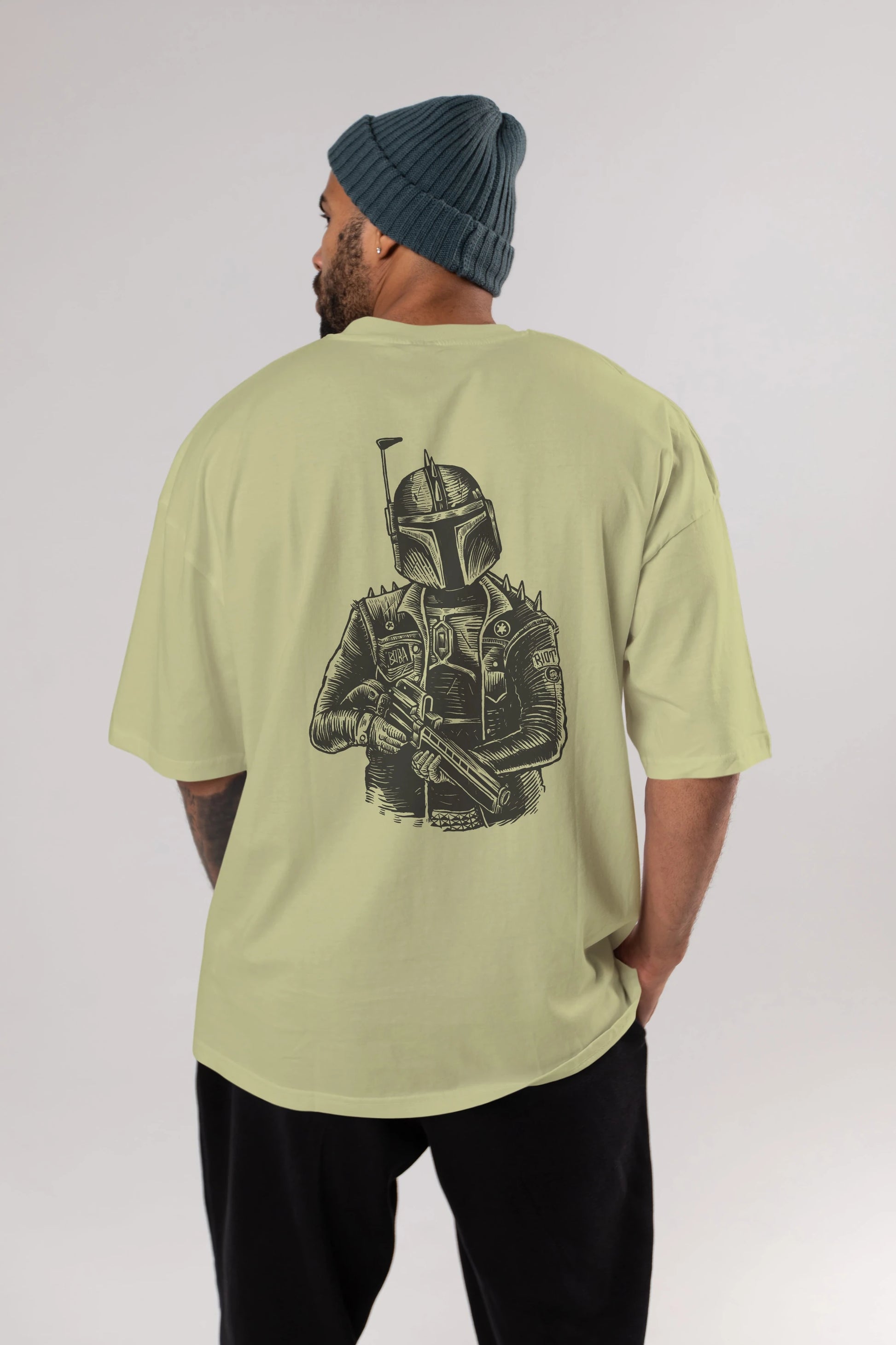 Boba Punk Arka Baskılı Oversize t-shirt Erkek Kadın Unisex %100 Pamuk