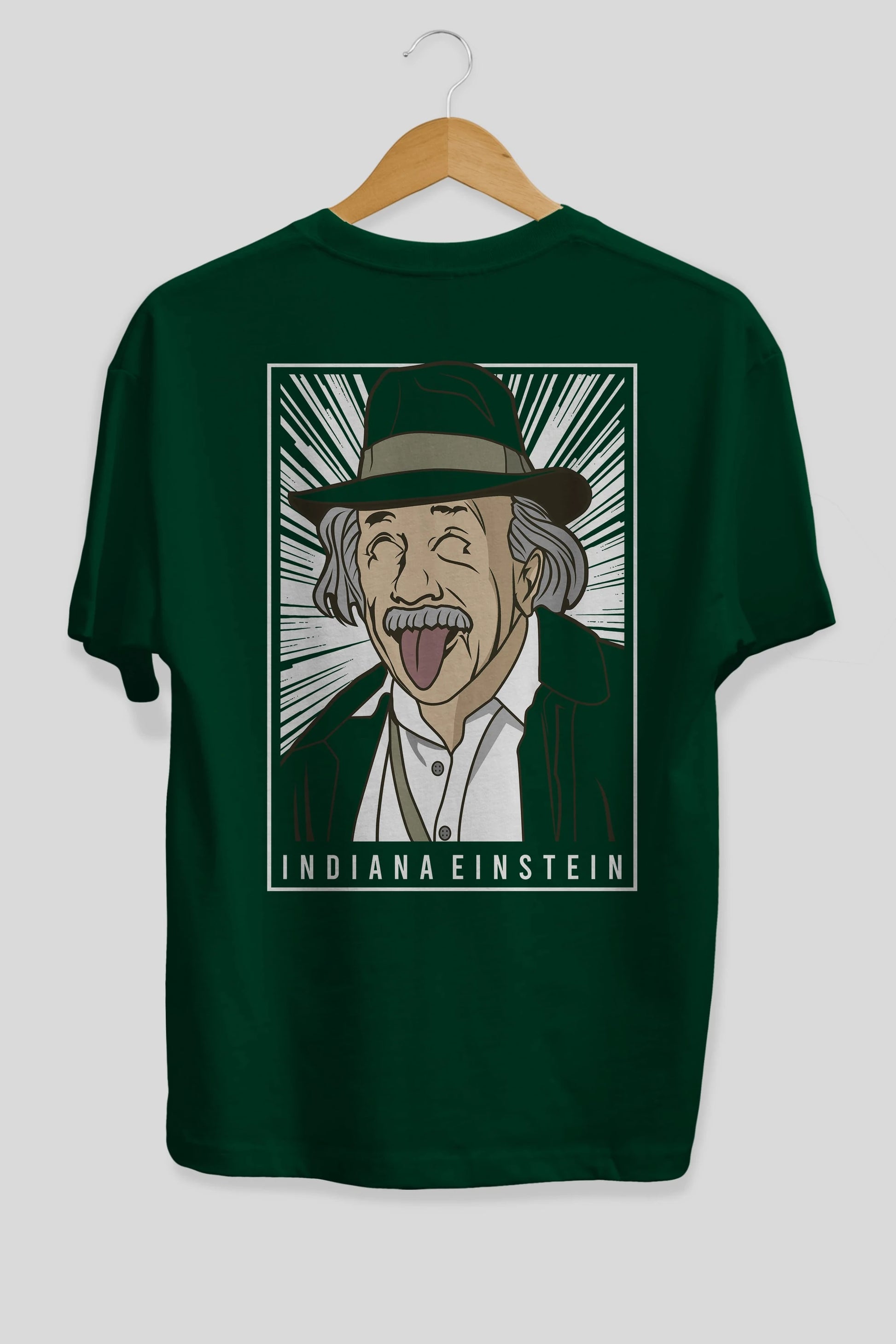 Indiana Jones Einstein Arka Baskılı Oversize t-shirt Erkek Kadın Unisex %100 Pamuk tişort