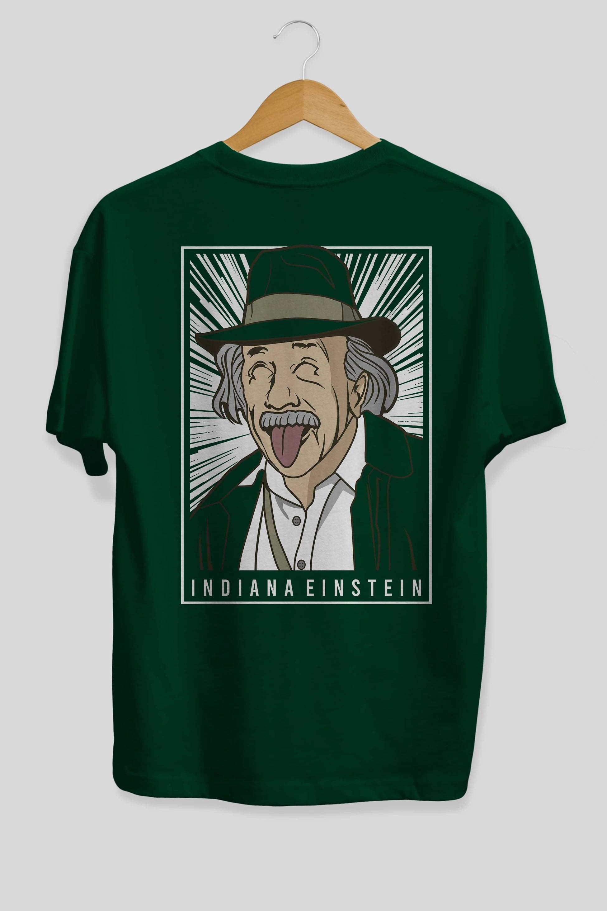 Indiana Jones Einstein Arka Baskılı Oversize t-shirt Erkek Kadın Unisex %100 Pamuk tişort