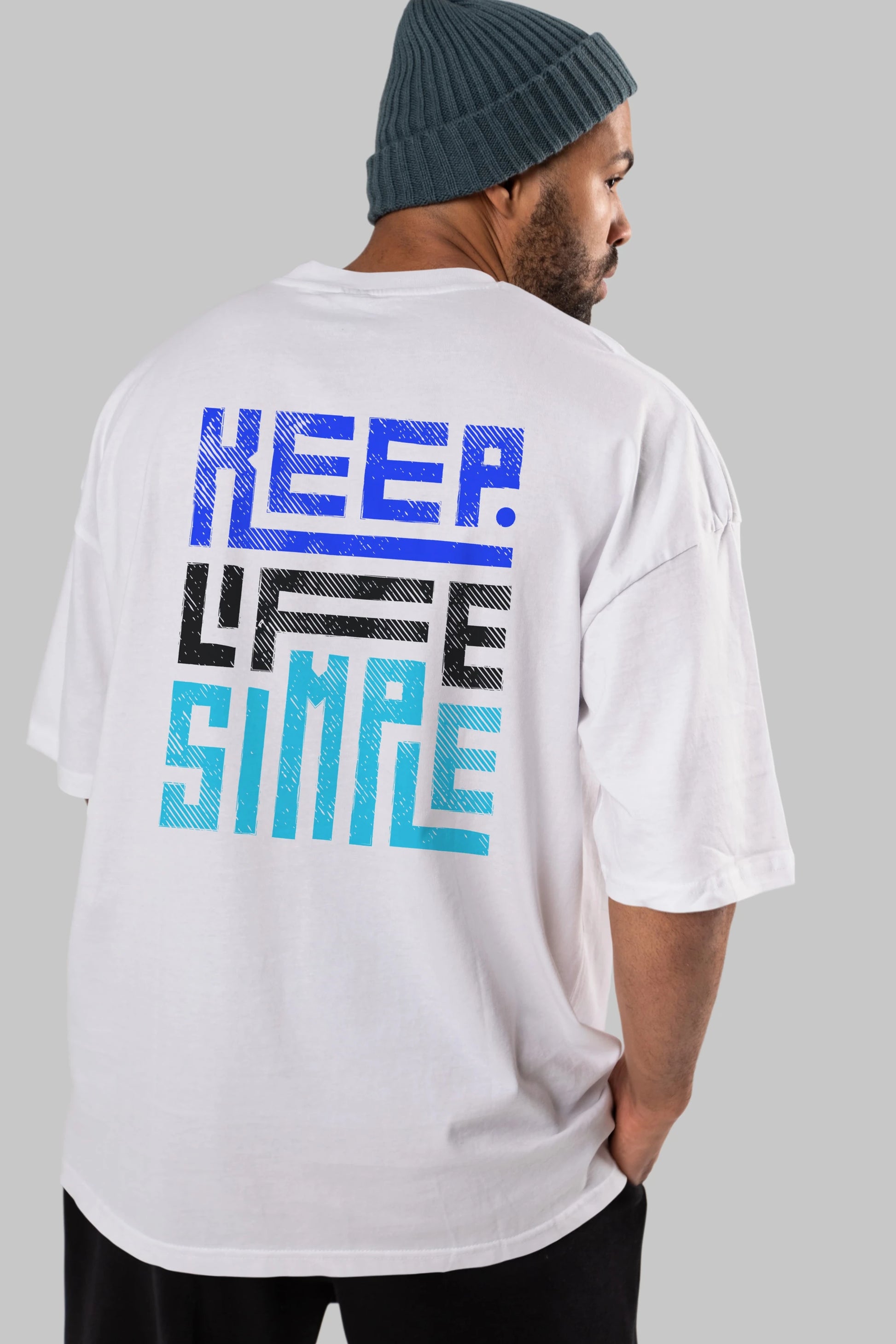 Keep Life Simple Yazılı Arka Baskılı Oversize t-shirt Erkek Kadın Unisex