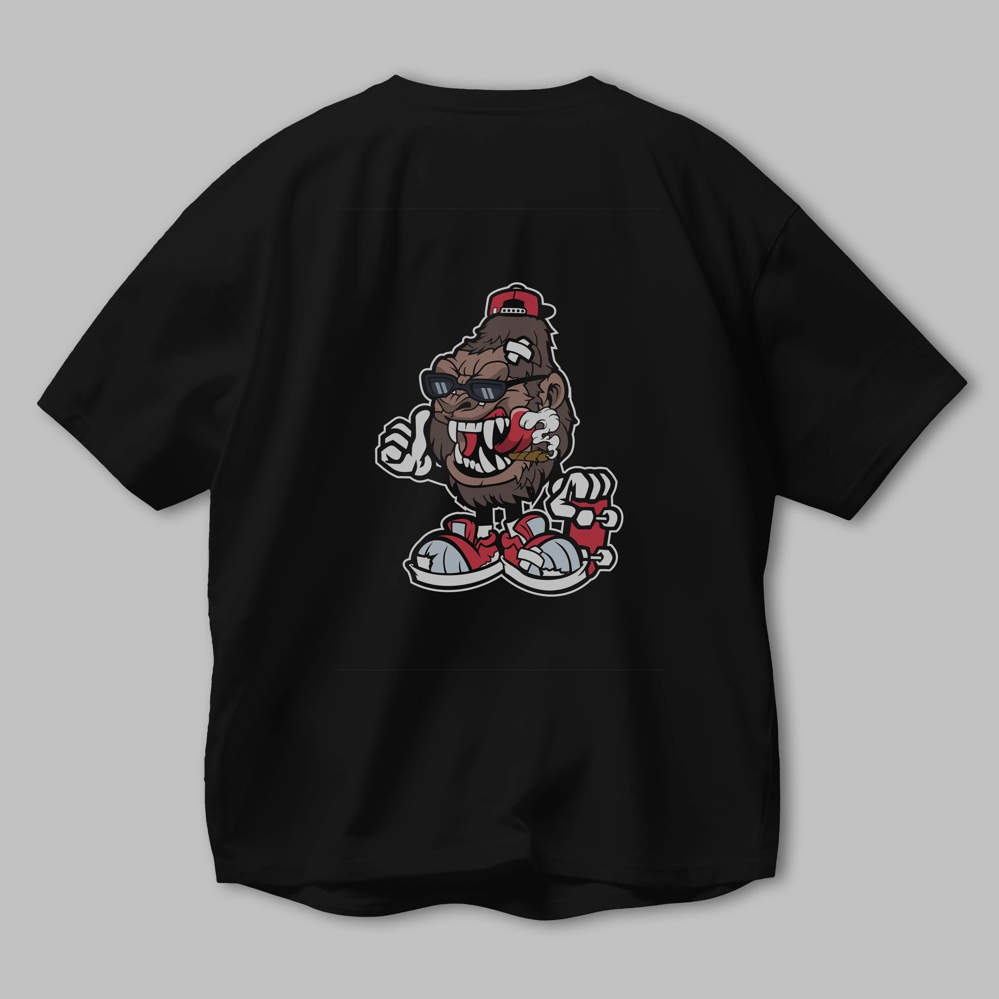 Gorilla Skater Arka Baskılı Oversize t-shirt Erkek Kadın Unisex %100 Pamuk tişort