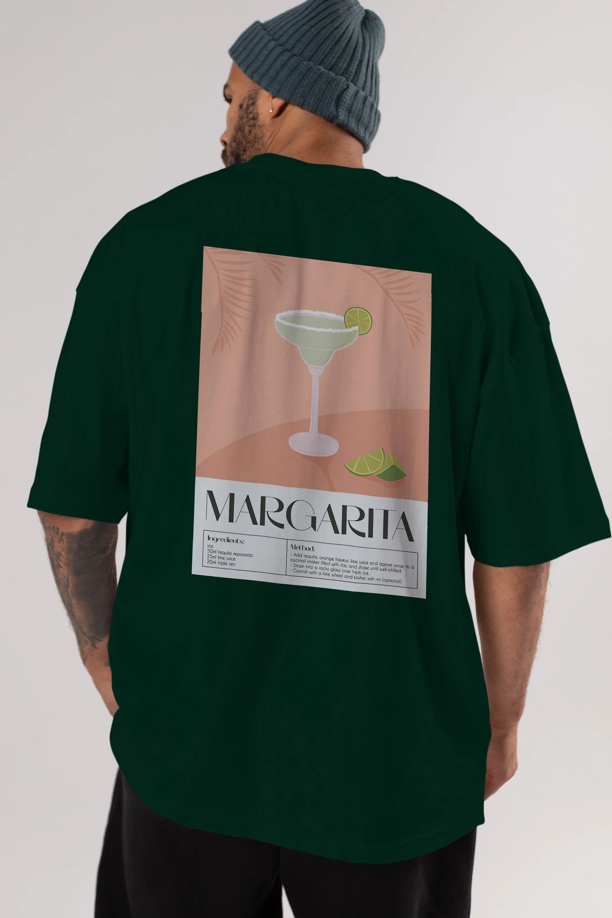 Margarita 5 Arka Baskılı Oversize t-shirt Erkek Kadın Unisex %100 Pamuk Bisiklet Yaka tişort