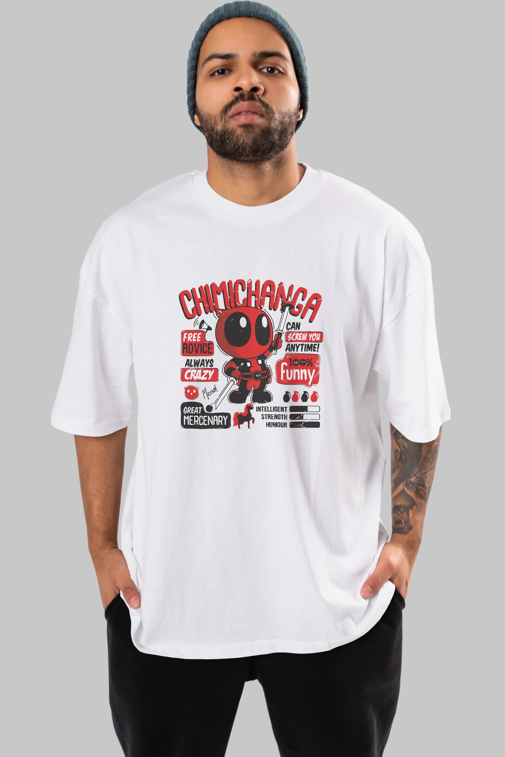 Deadpool (9) Ön Baskılı Oversize t-shirt Erkek Kadın Unisex %100 Pamuk Bisiklet Yaka tişort