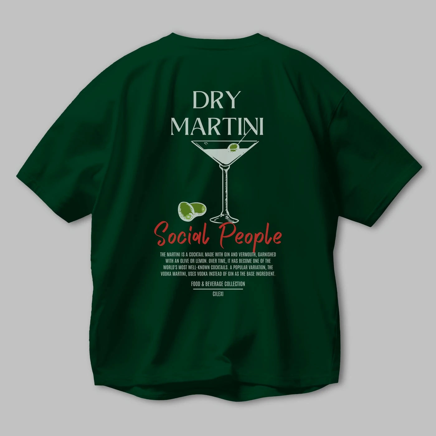 Dry Martını Kokteyl Serisi Baskılı Oversize t-shirt Erkek Kadın Unisex %100 Pamuk Bisiklet Yaka tişort