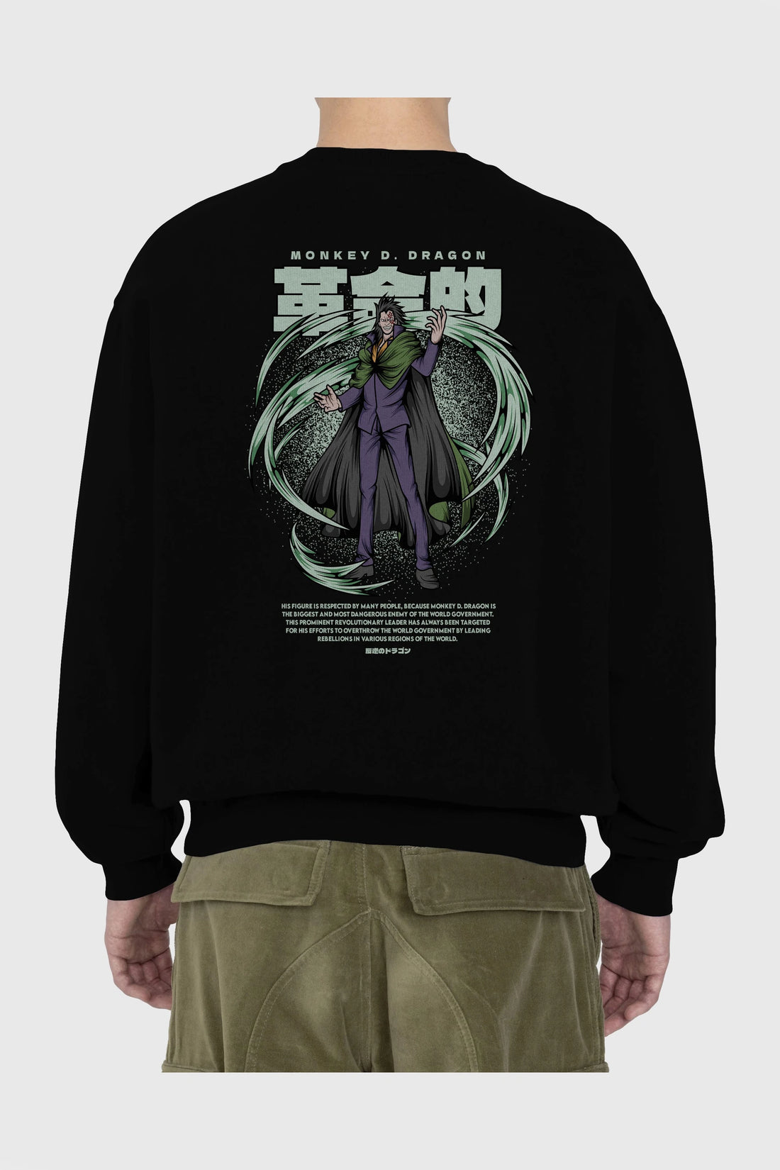 Monkey D. Dragon Anime Arka Baskılı Oversize Sweatshirt Erkek Kadın Unisex