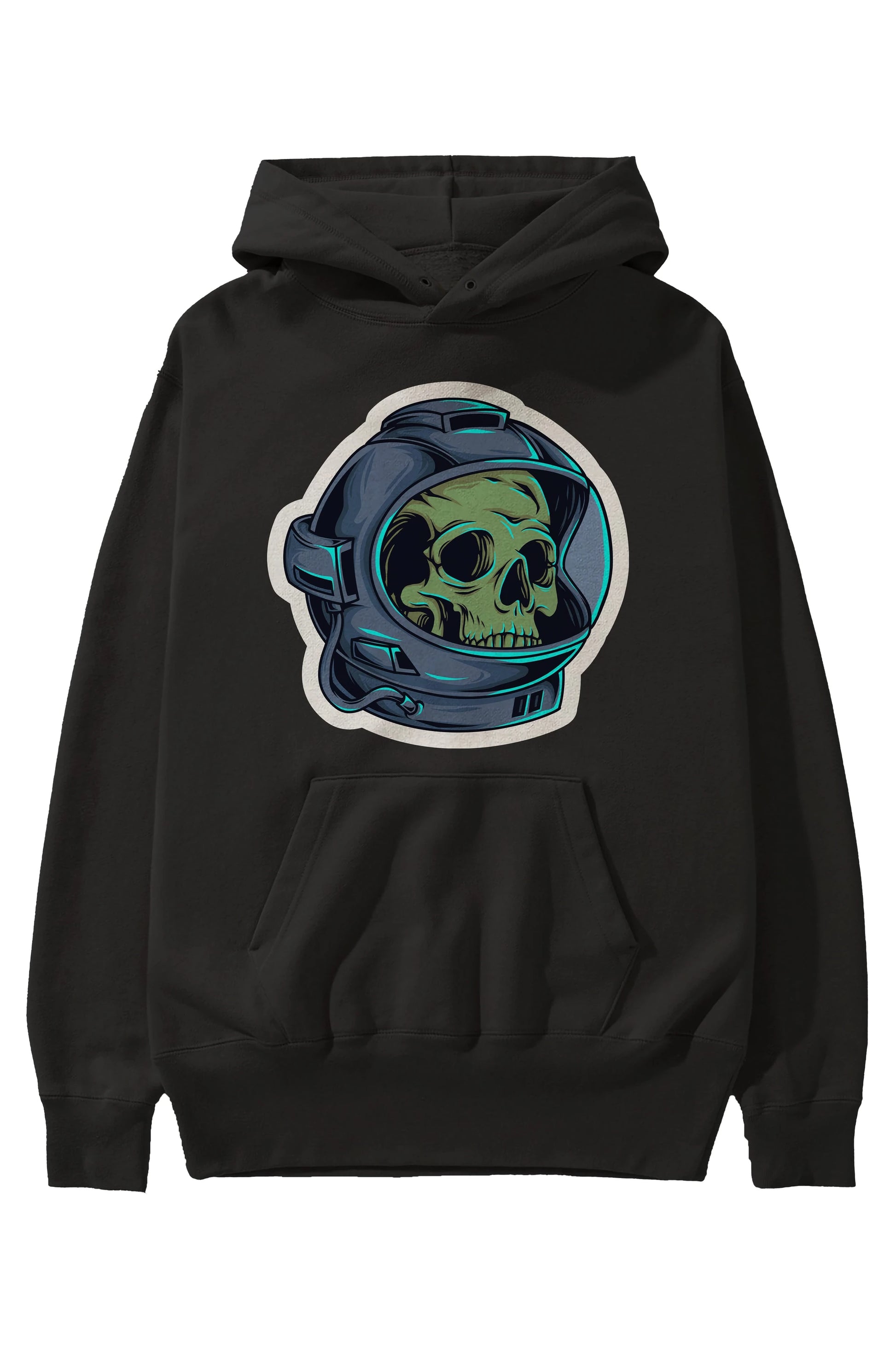 Astroskull Sticker Ön Baskılı Hoodie Oversize Kapüşonlu Sweatshirt Erkek Kadın Unisex