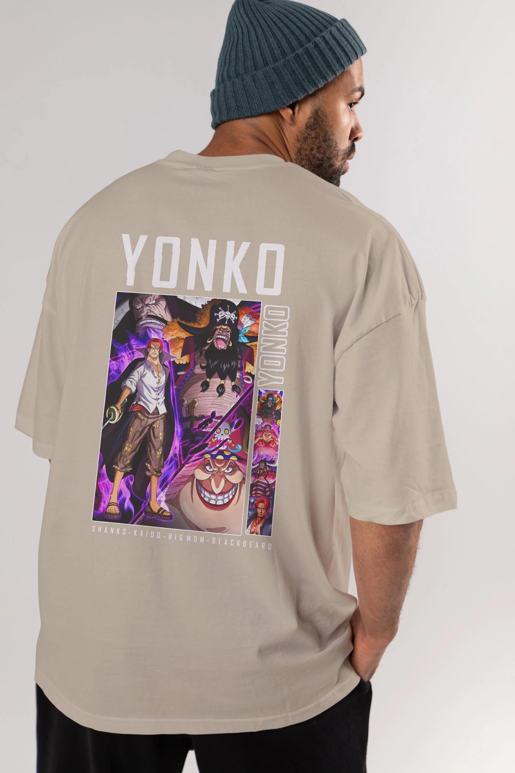 Yonko Anime Arka Baskılı Oversize t-shirt Erkek Kadın Unisex %100 pamuk tişort
