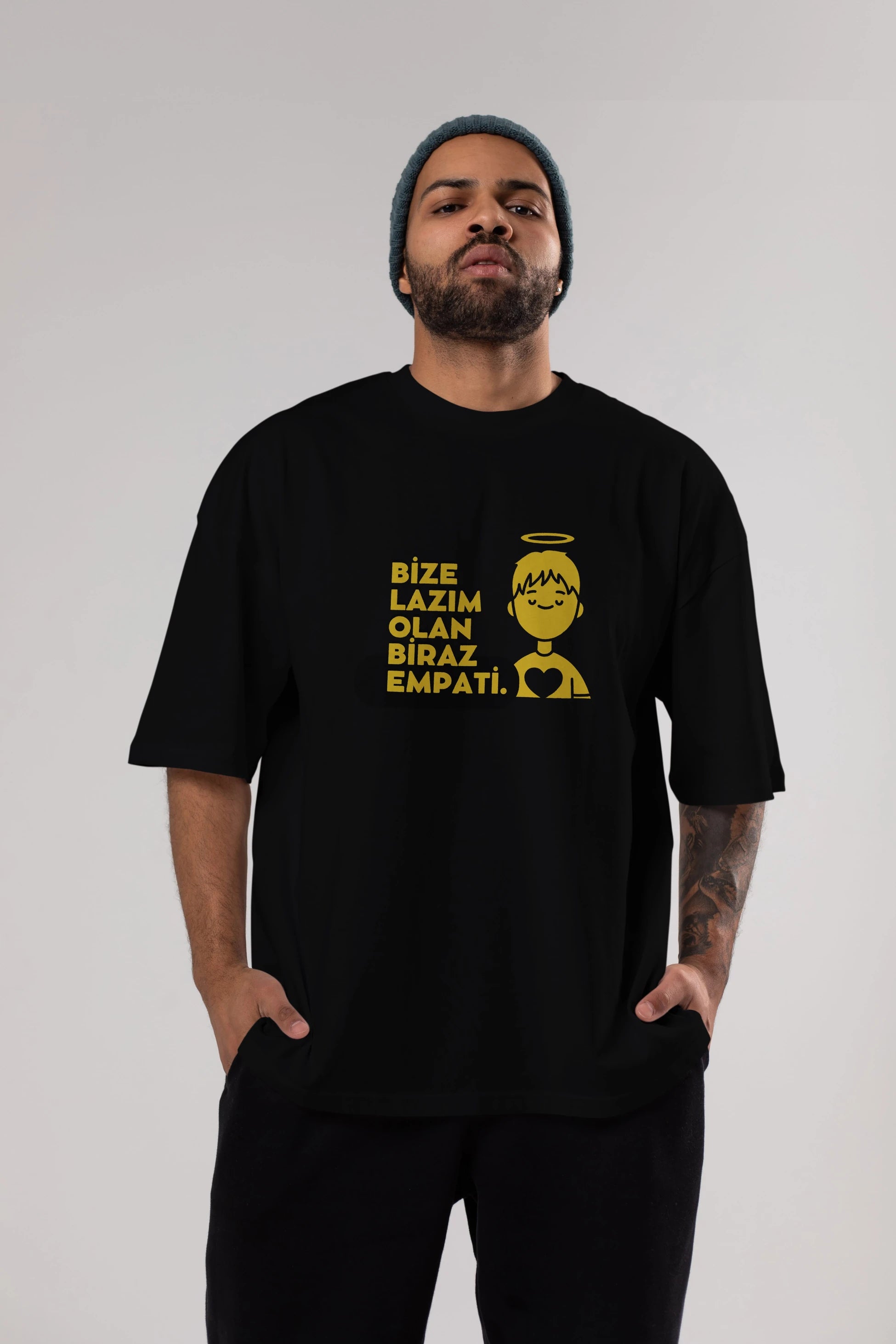 Bize Lazım Olan Biraz Empati Ön Baskılı Oversize t-shirt Erkek Kadın Unisex