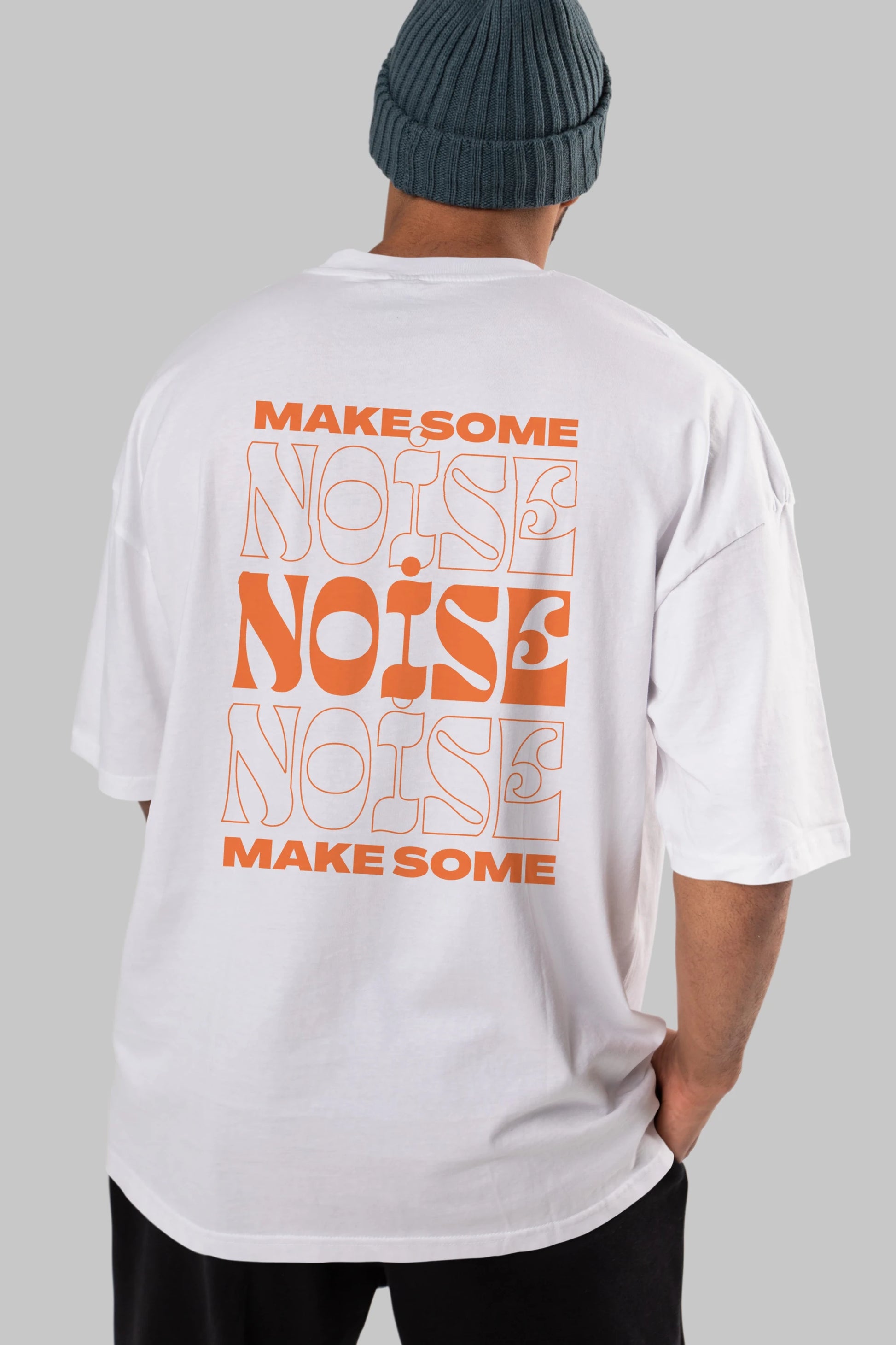 Make Some Noise Yazılı 2 Arka Baskılı Oversize t-shirt Erkek Kadın Unisex
