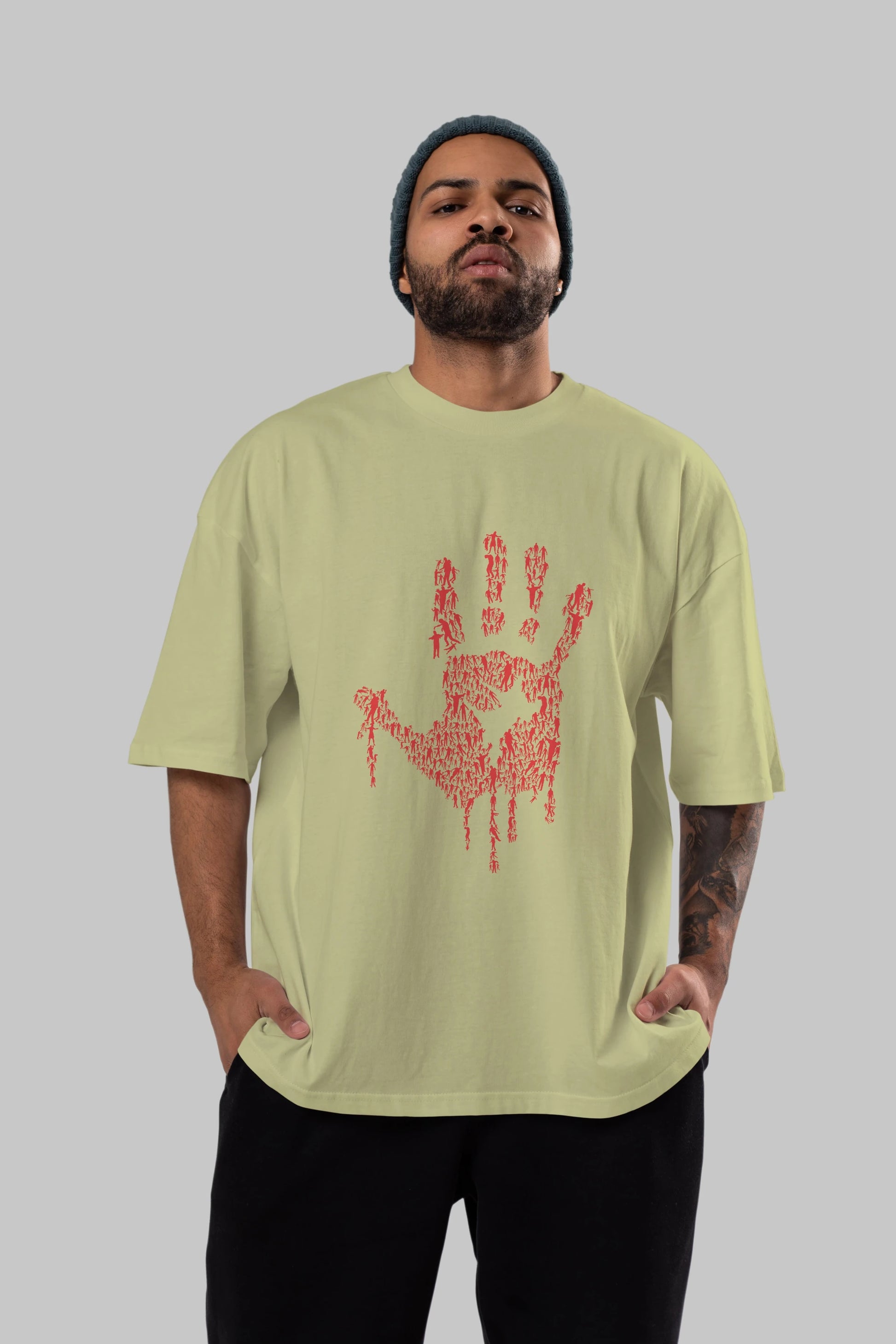 Hand Of Zombies Ön Baskılı Oversize t-shirt %100 pamuk Erkek Kadın Unisex