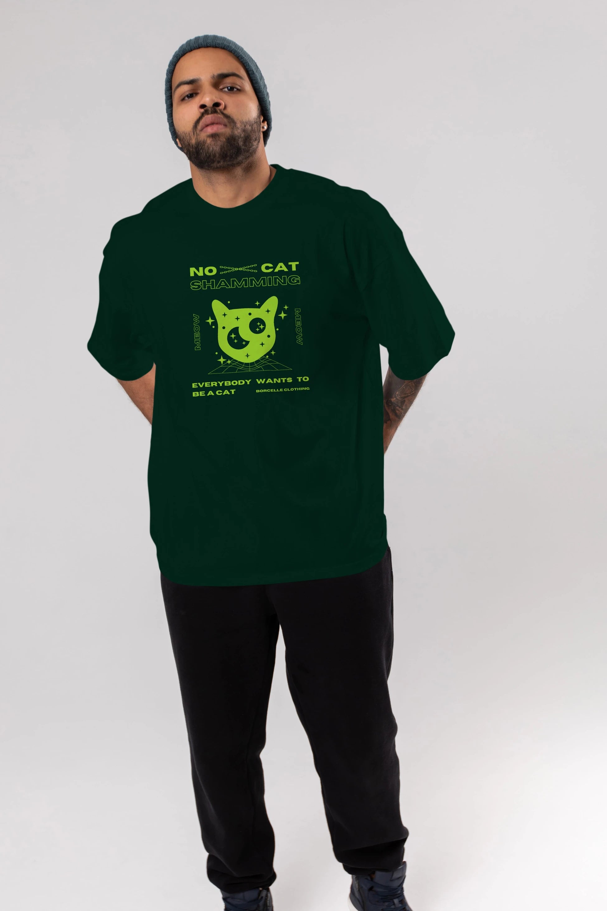 No Cat Shamming Yazılı Ön Baskılı Oversize t-shirt Erkek Kadın Unisex