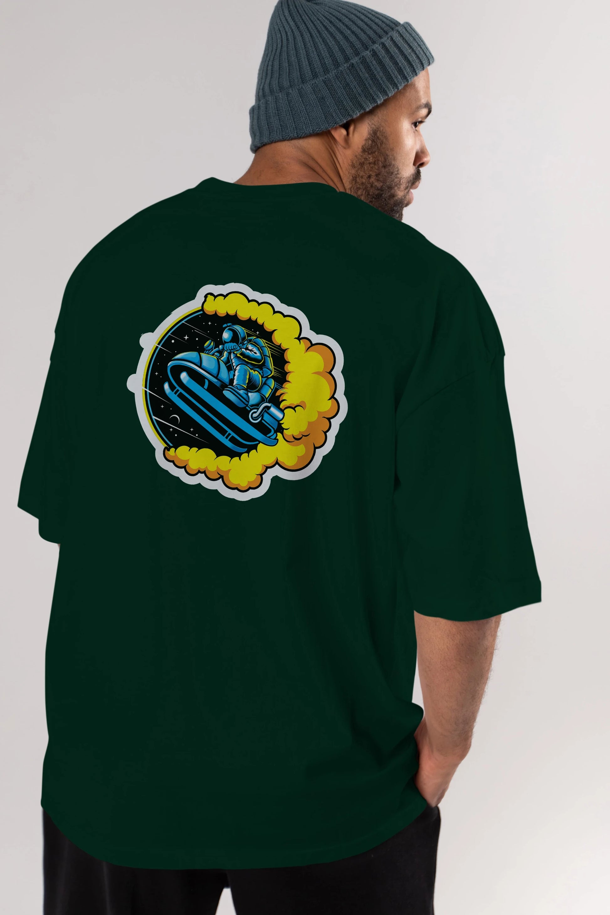 Astrojump with Snowmobile Sticker Arka Baskılı Oversize t-shirt Erkek Kadın Unisex