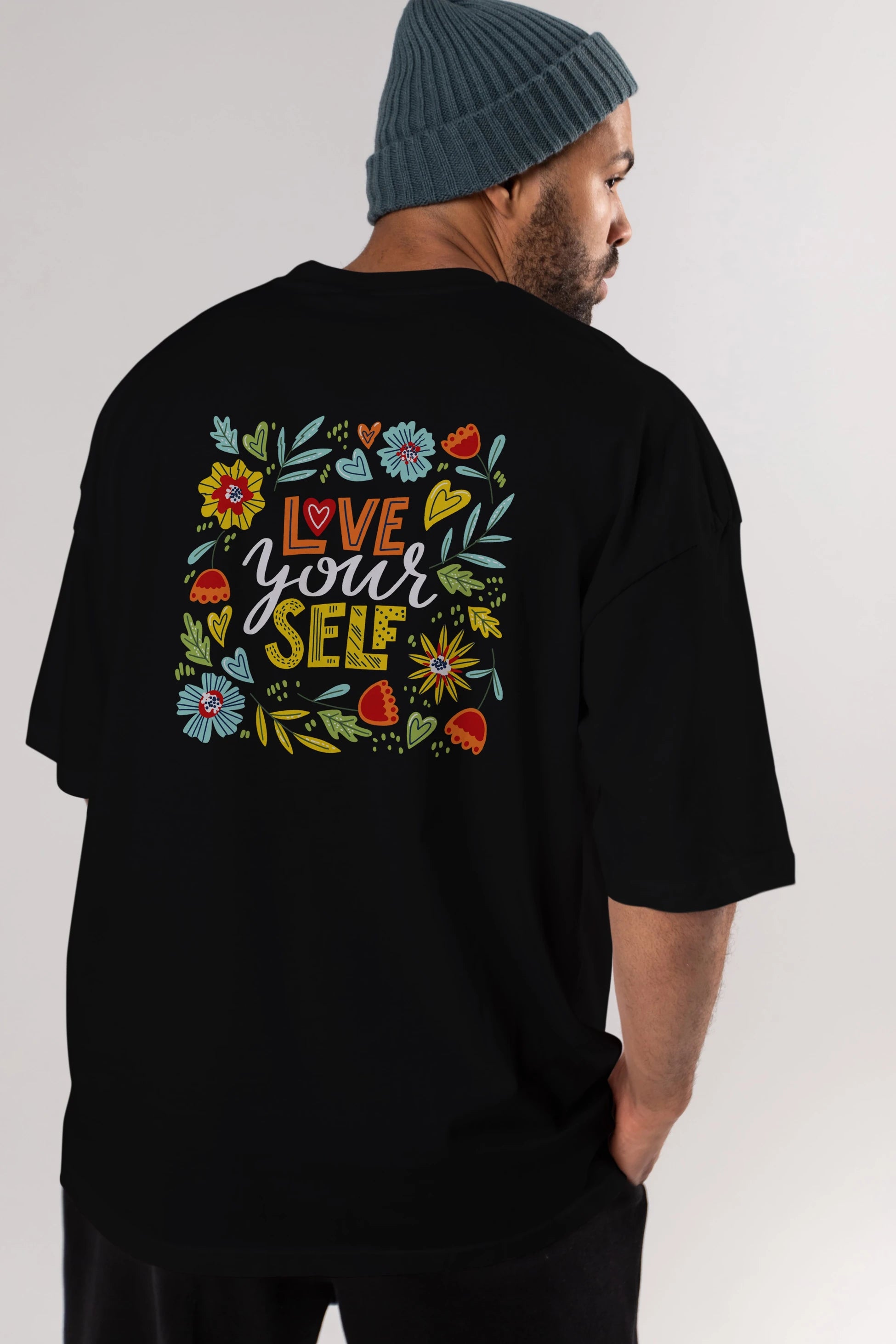 Love Yourself Yazılı Arka Baskılı Oversize t-shirt Erkek Kadın Unisex