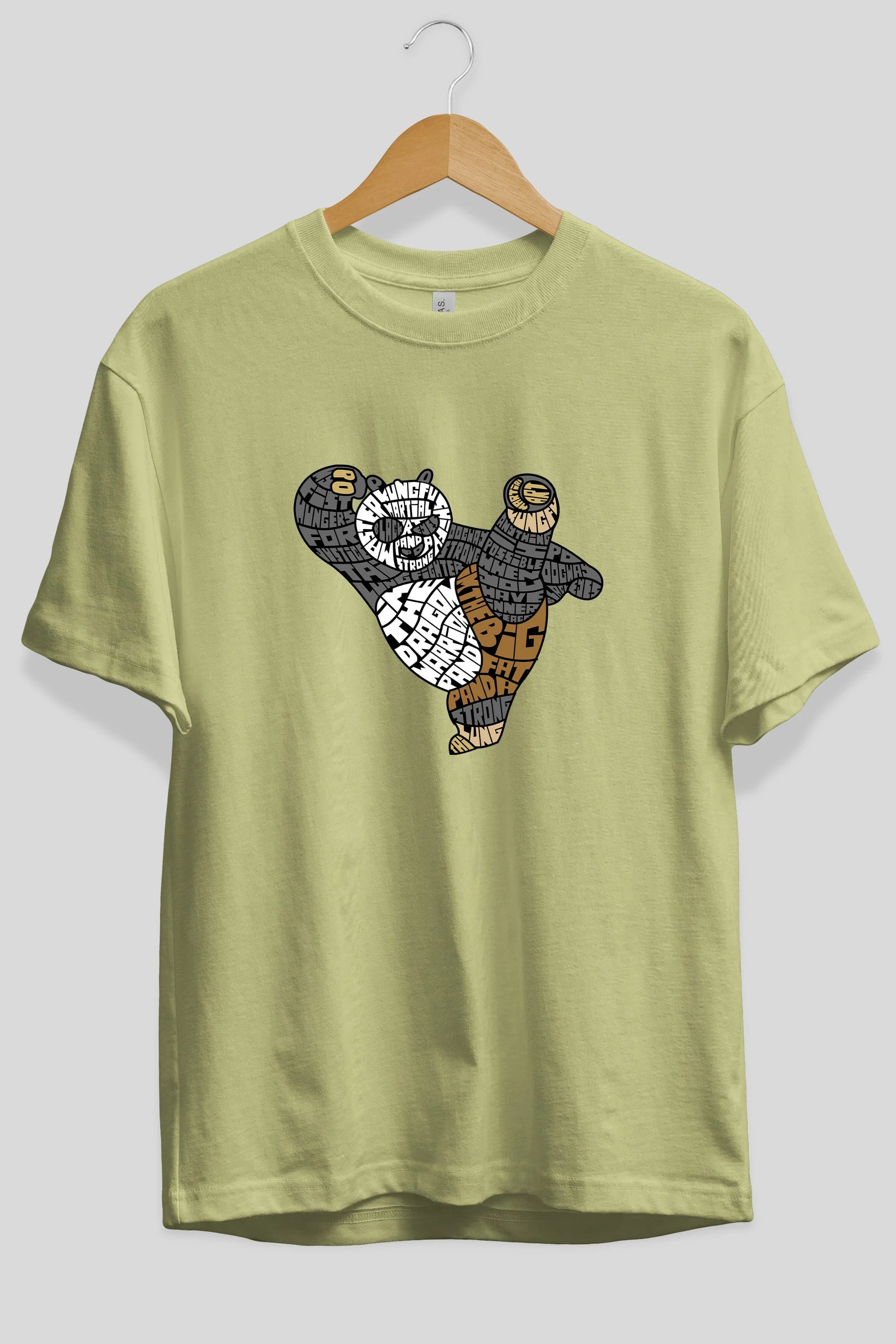 Warrior Panda Ön Baskılı Oversize t-shirt %100 pamuk Erkek Kadın Unisex