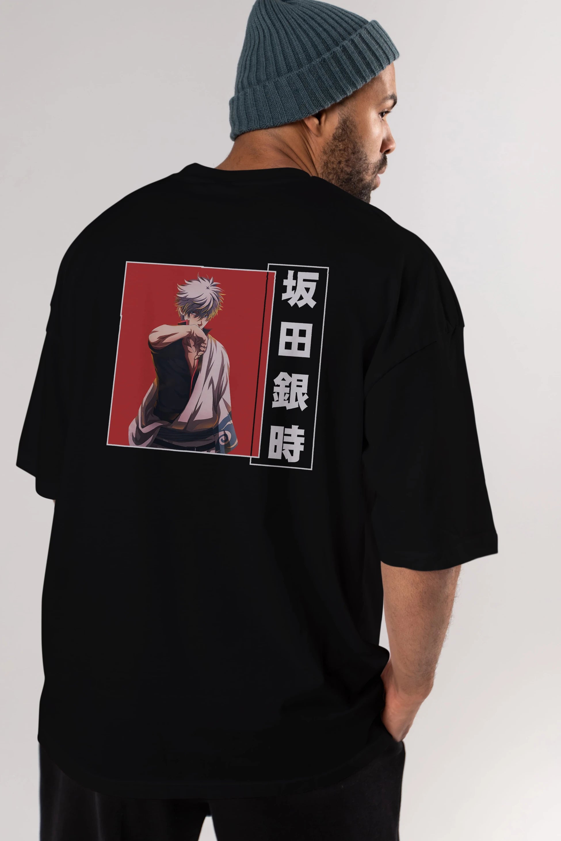 Gintoki Sakata GINTAMA 1 Anime Arka Baskılı Oversize t-shirt Erkek Kadın Unisex