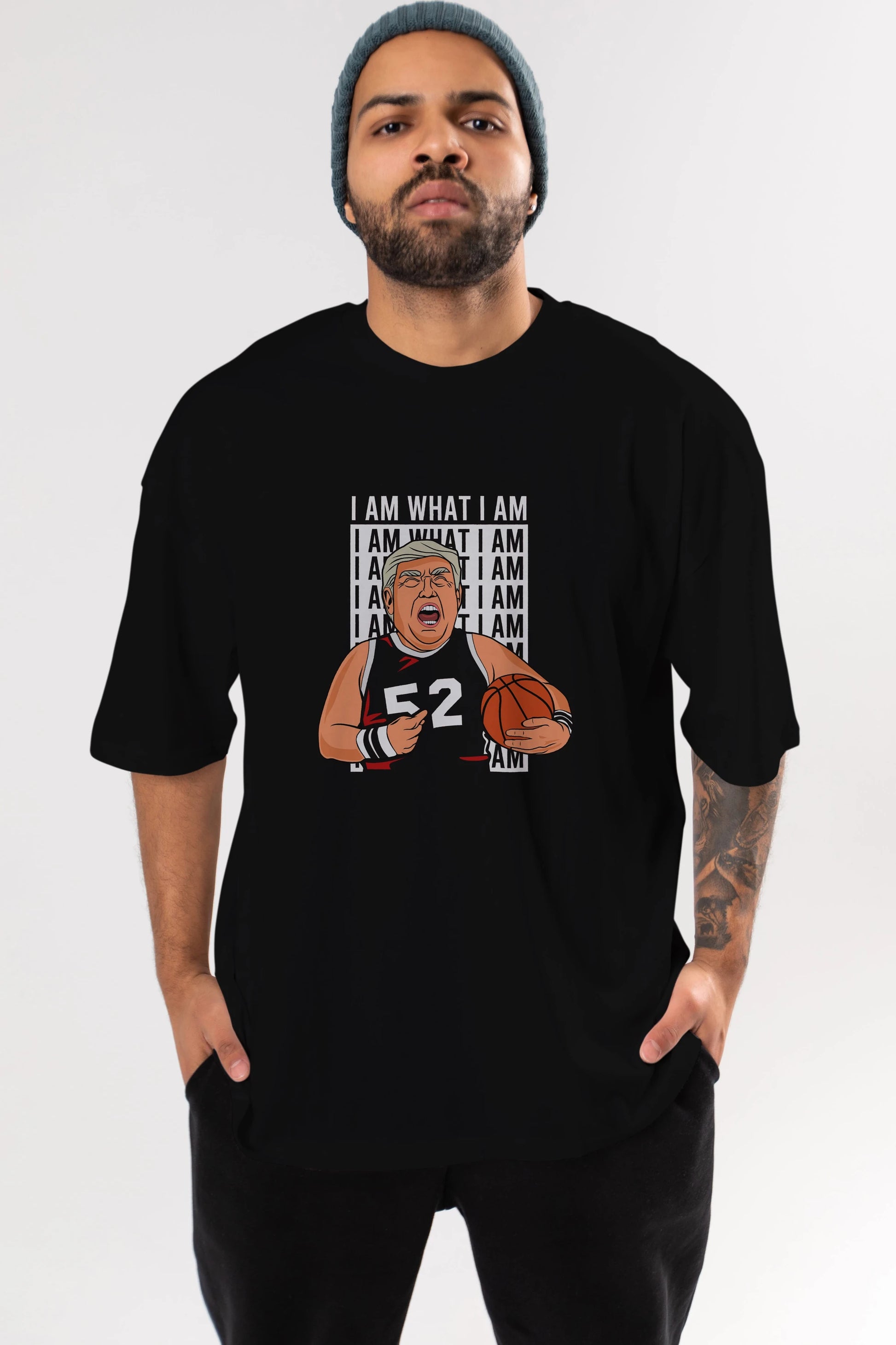 Trump Basketball Ön Baskılı Oversize t-shirt Erkek Kadın Unisex %100 Pamuk tişort