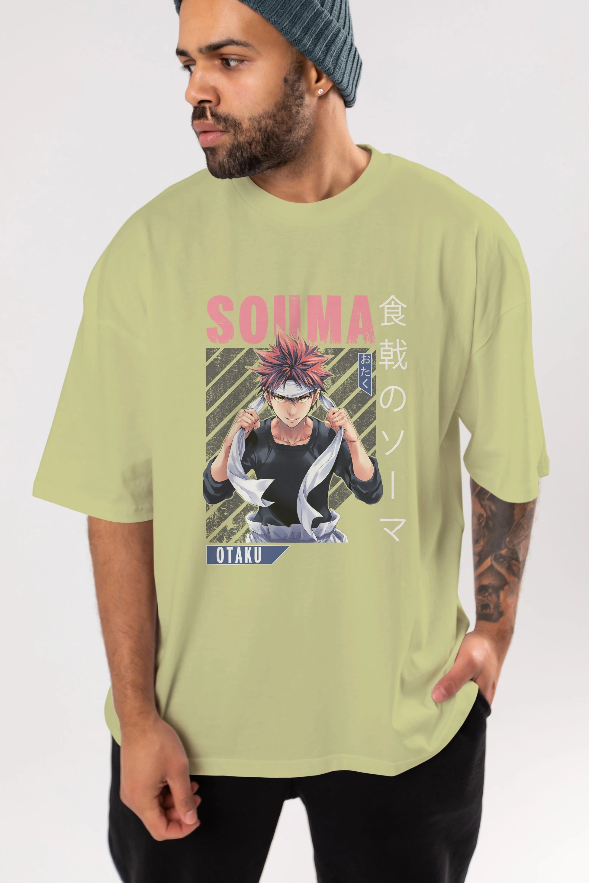 Souma Yukihira 8 Anime Ön Baskılı Oversize t-shirt %100 pamuk Erkek Kadın Unisex