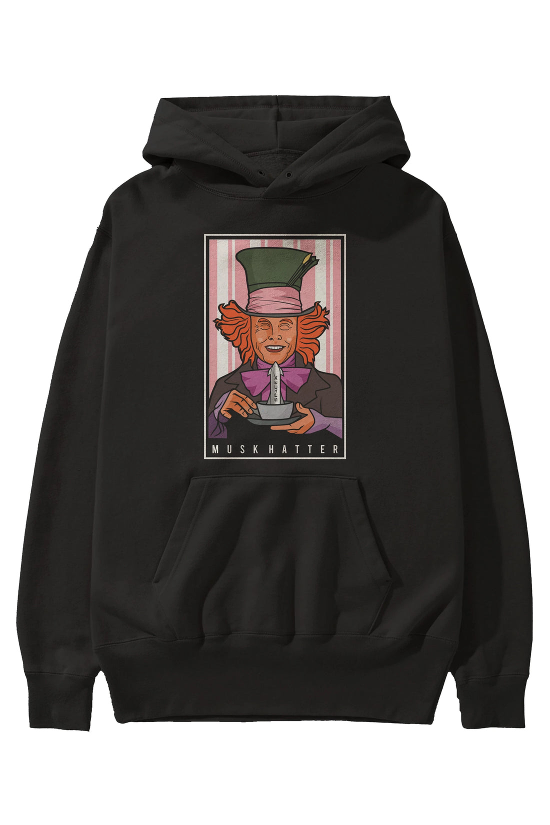 Mad Hatter Elon Musk Ön Baskılı Hoodie Oversize Kapüşonlu Sweatshirt Erkek Kadın Unisex