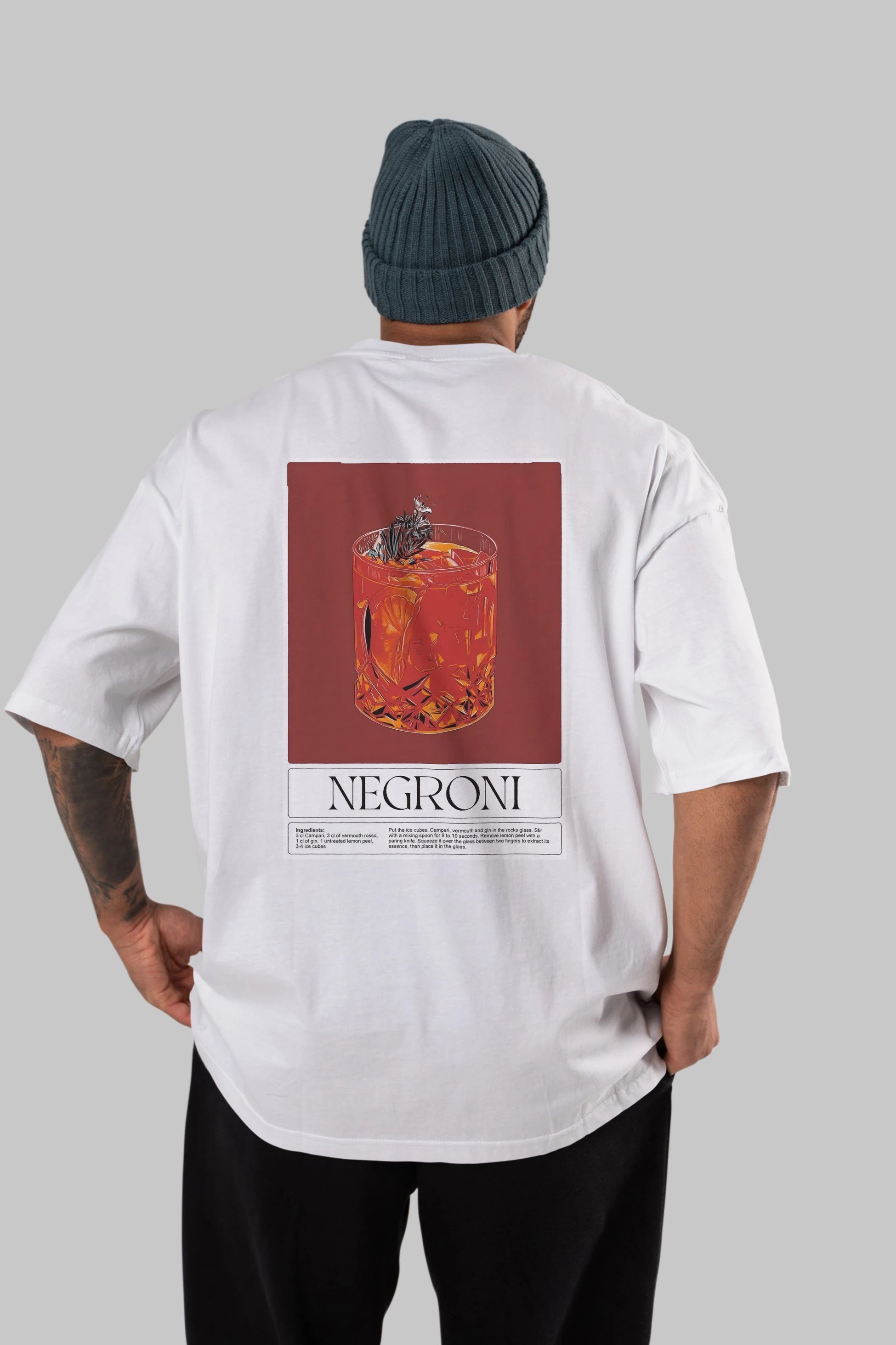 Negroni 2 Arka Baskılı Oversize t-shirt Erkek Kadın Unisex %100 Pamuk Bisiklet Yaka tişort