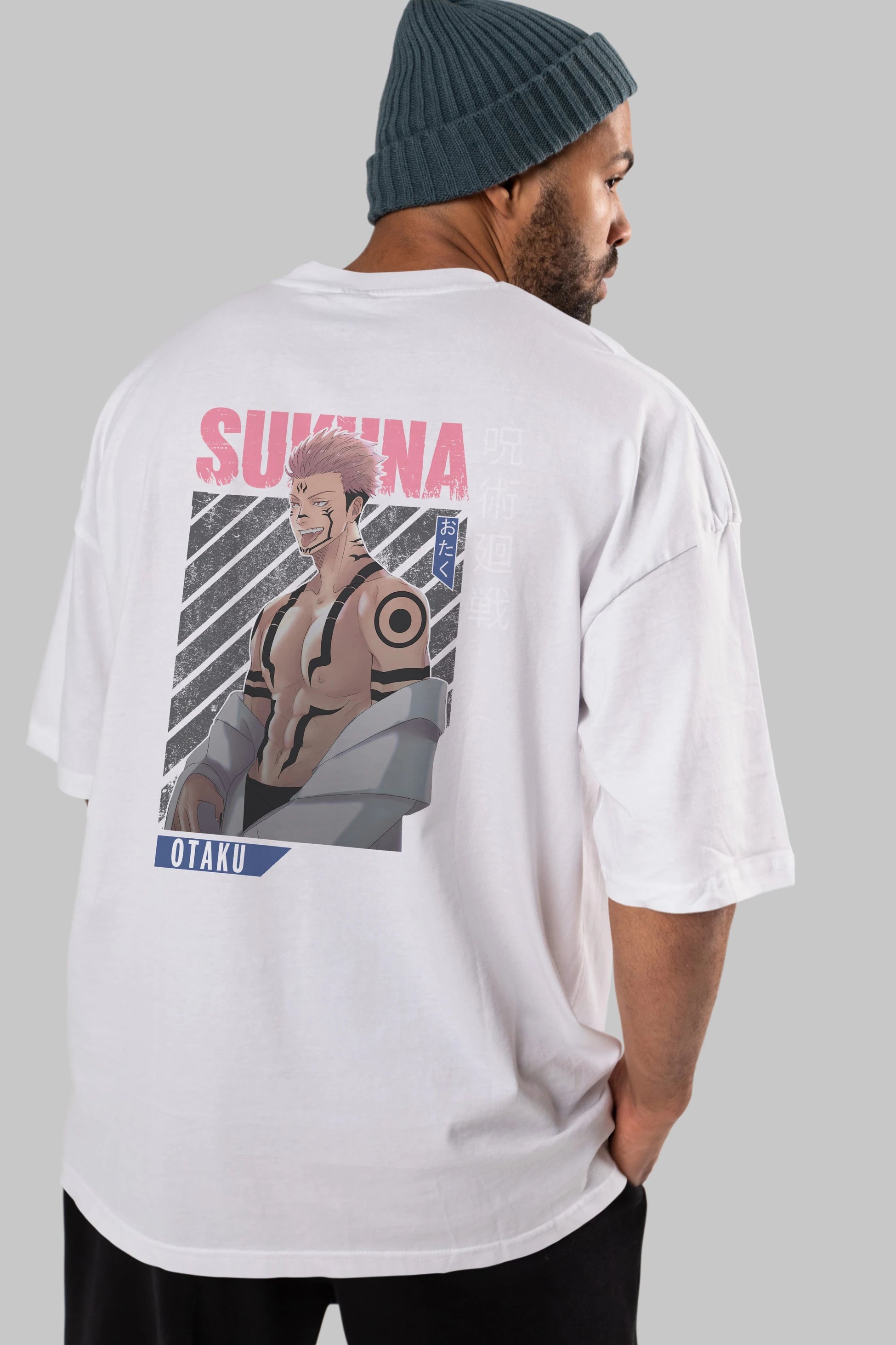 Sukuna Ryoumen Anime Arka Baskılı Oversize t-shirt Erkek Kadın Unisex