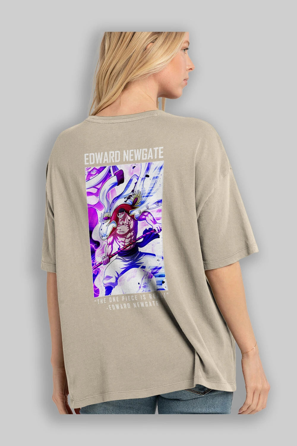 Edward Newgate Anime Arka Baskılı Oversize t-shirt Erkek Kadın Unisex %100 pamuk tişort