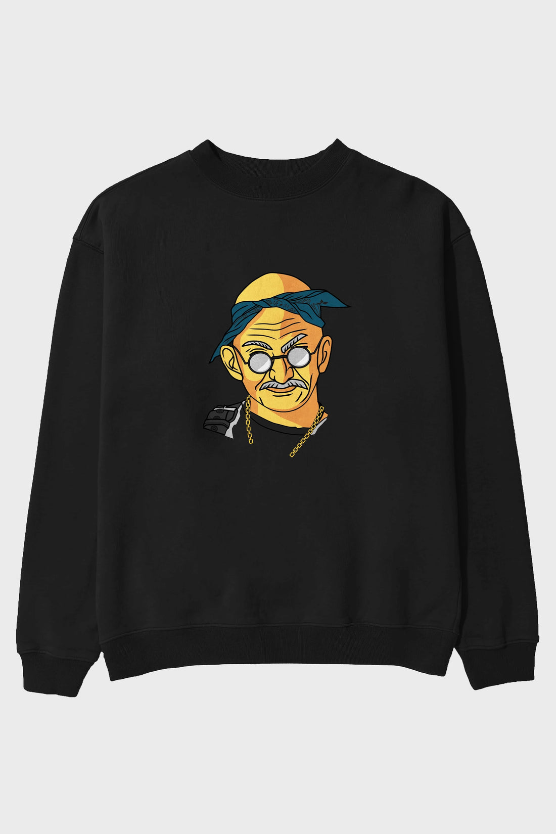 Tupac Gandhi Ön Baskılı Oversize Sweatshirt Erkek Kadın Unisex