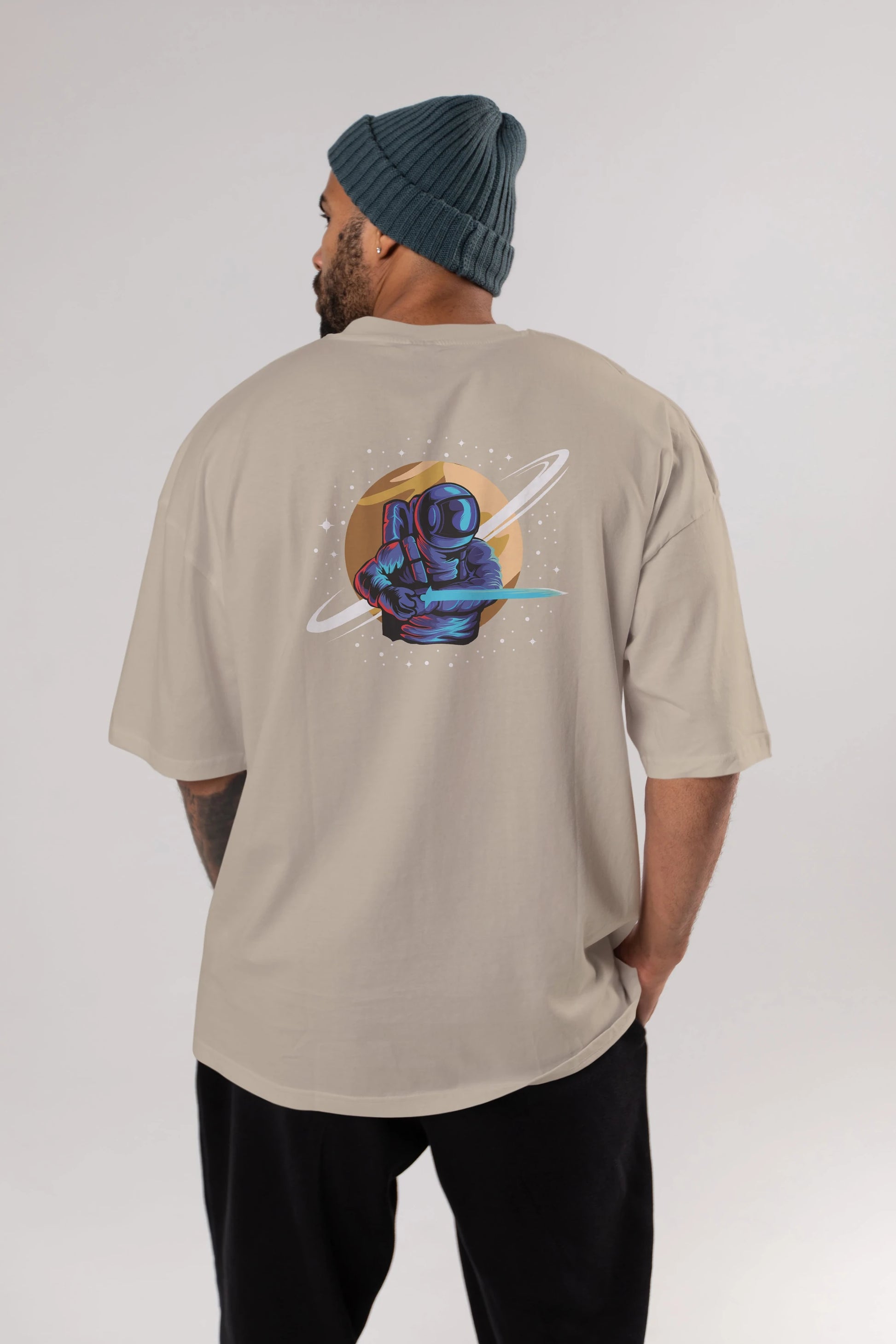 Astro Knight Arka Baskılı Oversize t-shirt Erkek Kadın Unisex