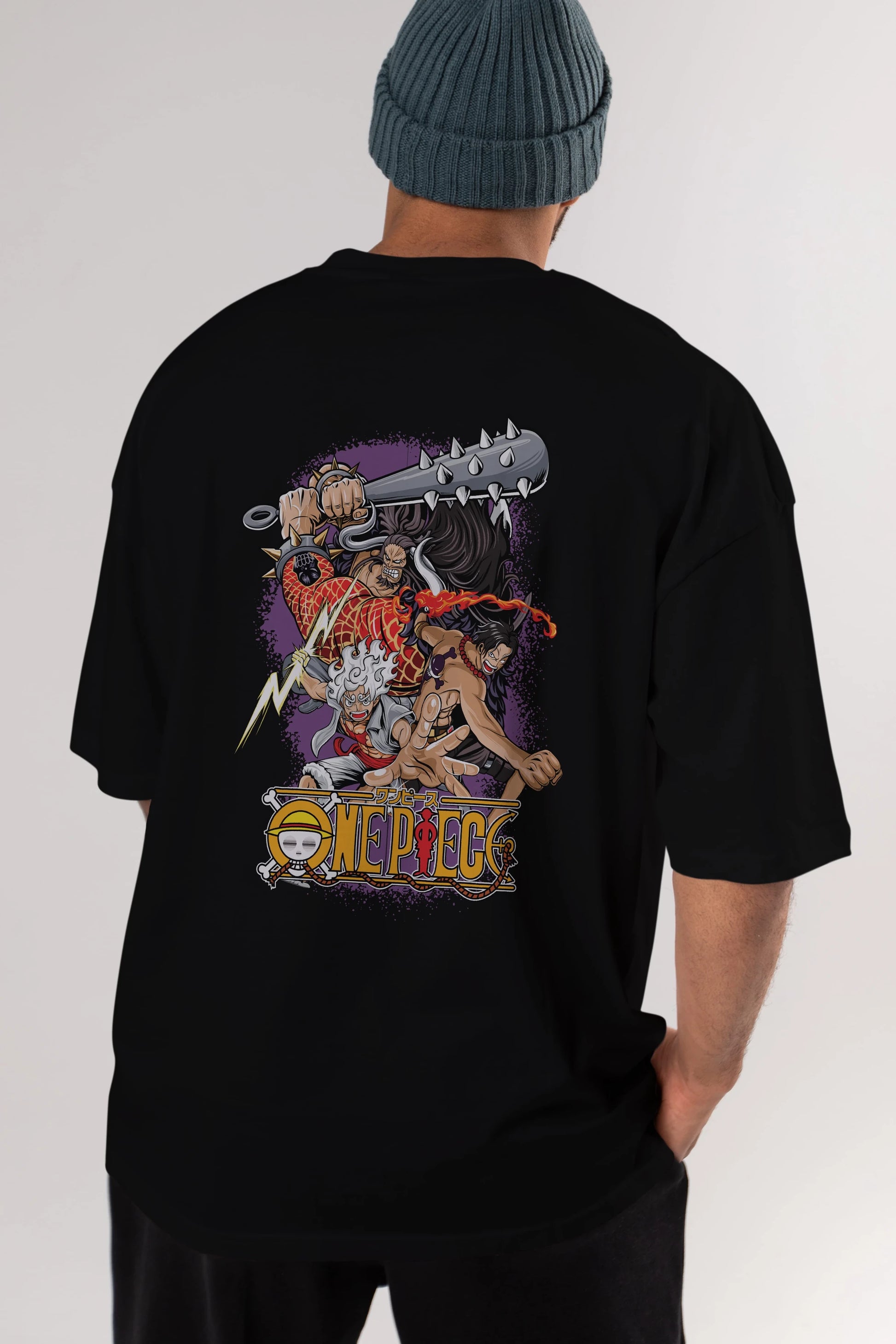 ONE PIECE (6) Anime Arka Baskılı Oversize t-shirt Erkek Kadın Unisex
