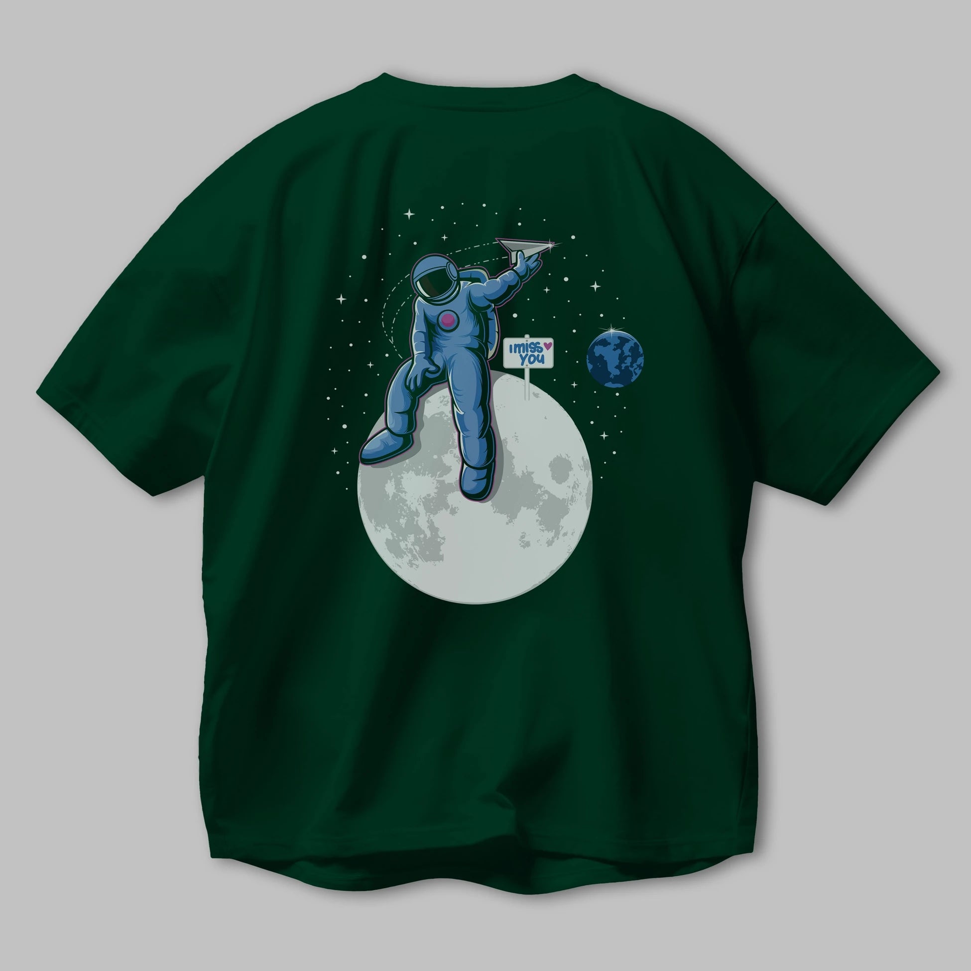 Astro Missing Earth Arka Baskılı Oversize t-shirt Erkek Kadın Unisex