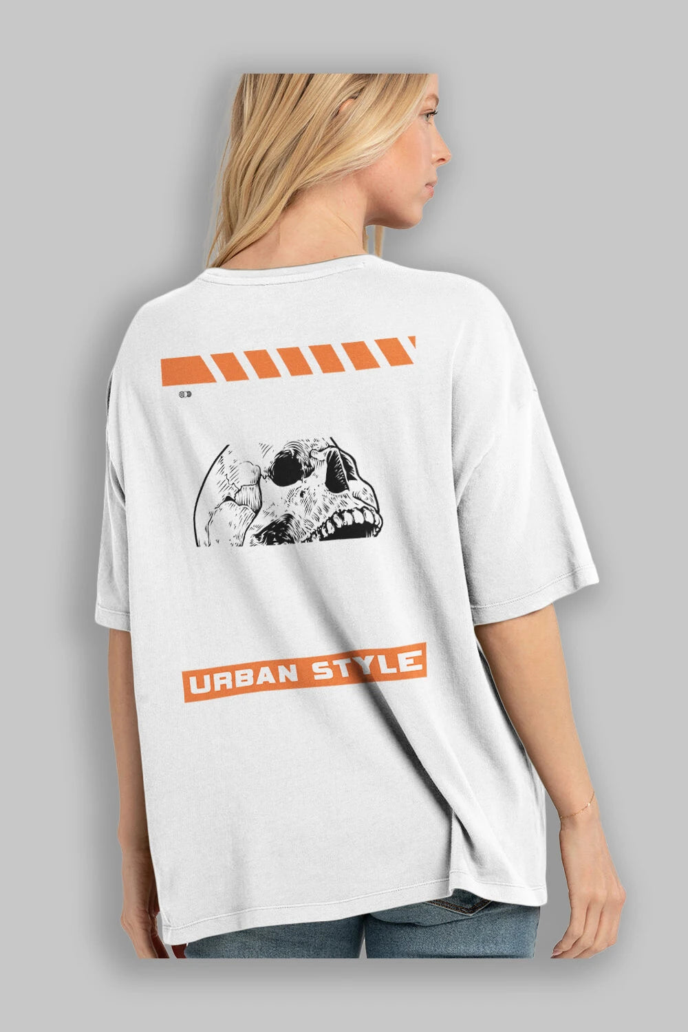 Hollow Shell Arka Baskılı Oversize t-shirt Erkek Kadın Unisex