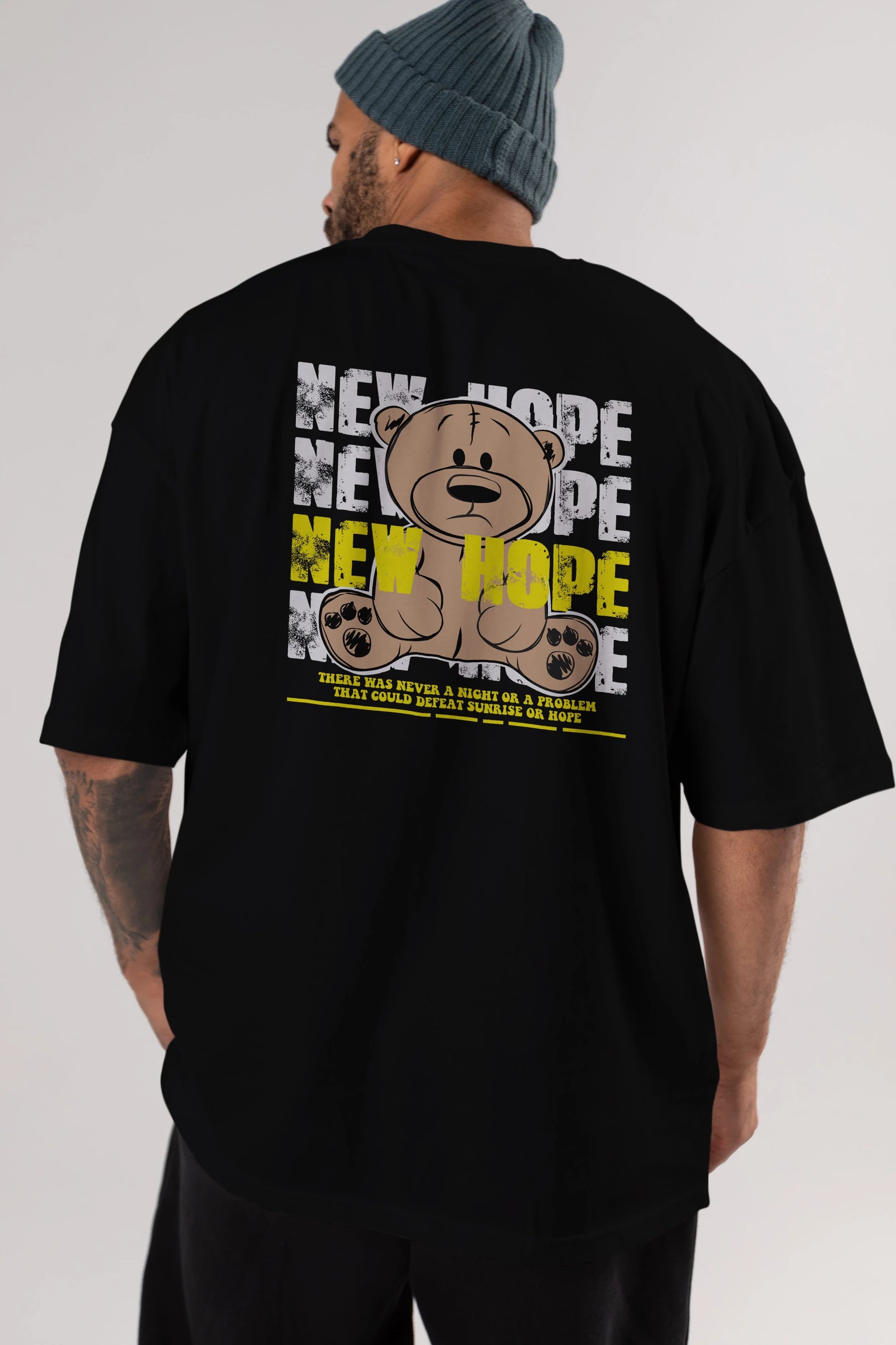 Teddy Bear New Hope Arka Baskılı Oversize t-shirt Erkek Kadın Unisex