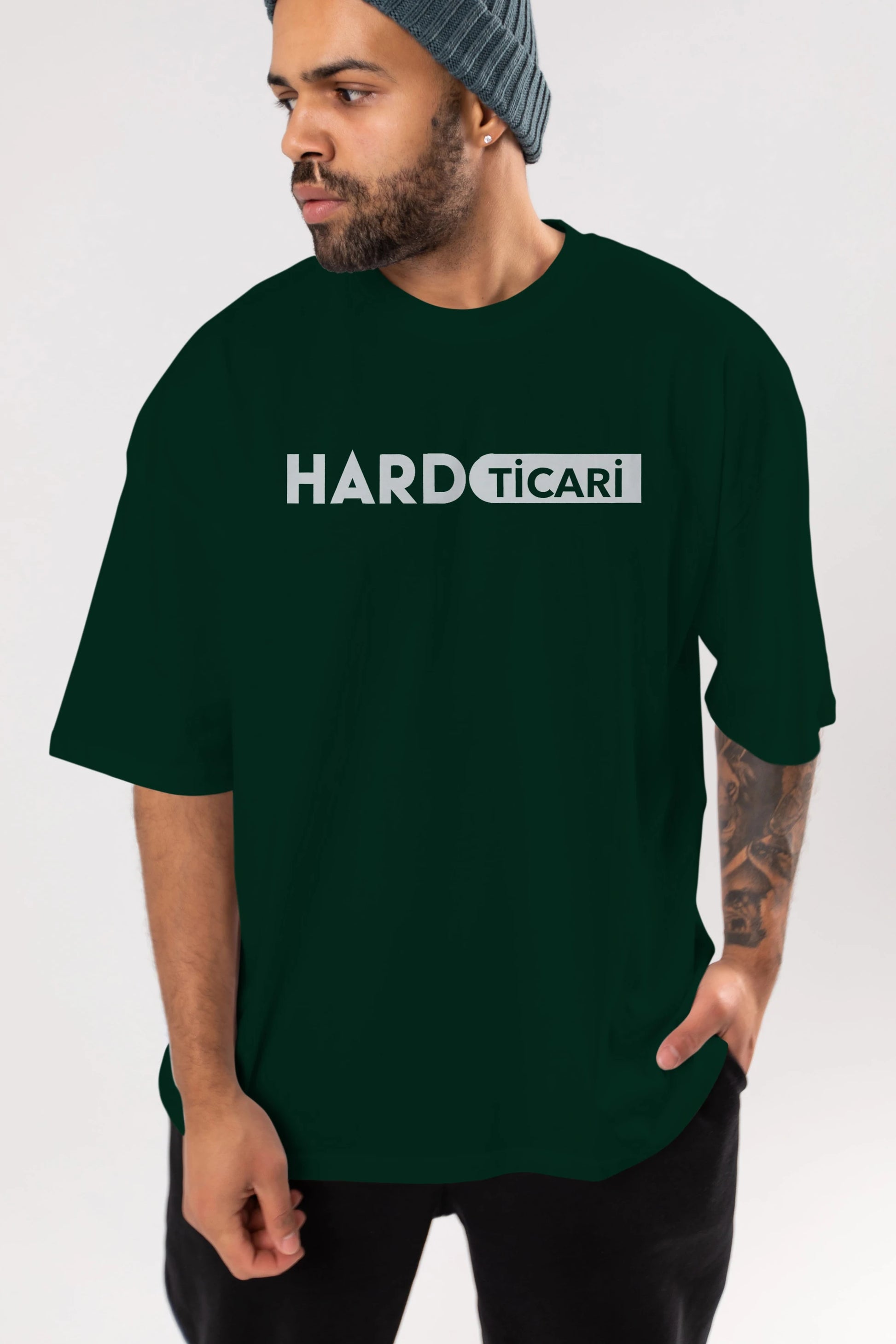 Hard Ticari Ön Baskılı Oversize t-shirt %100 pamuk Erkek Kadın Unisex