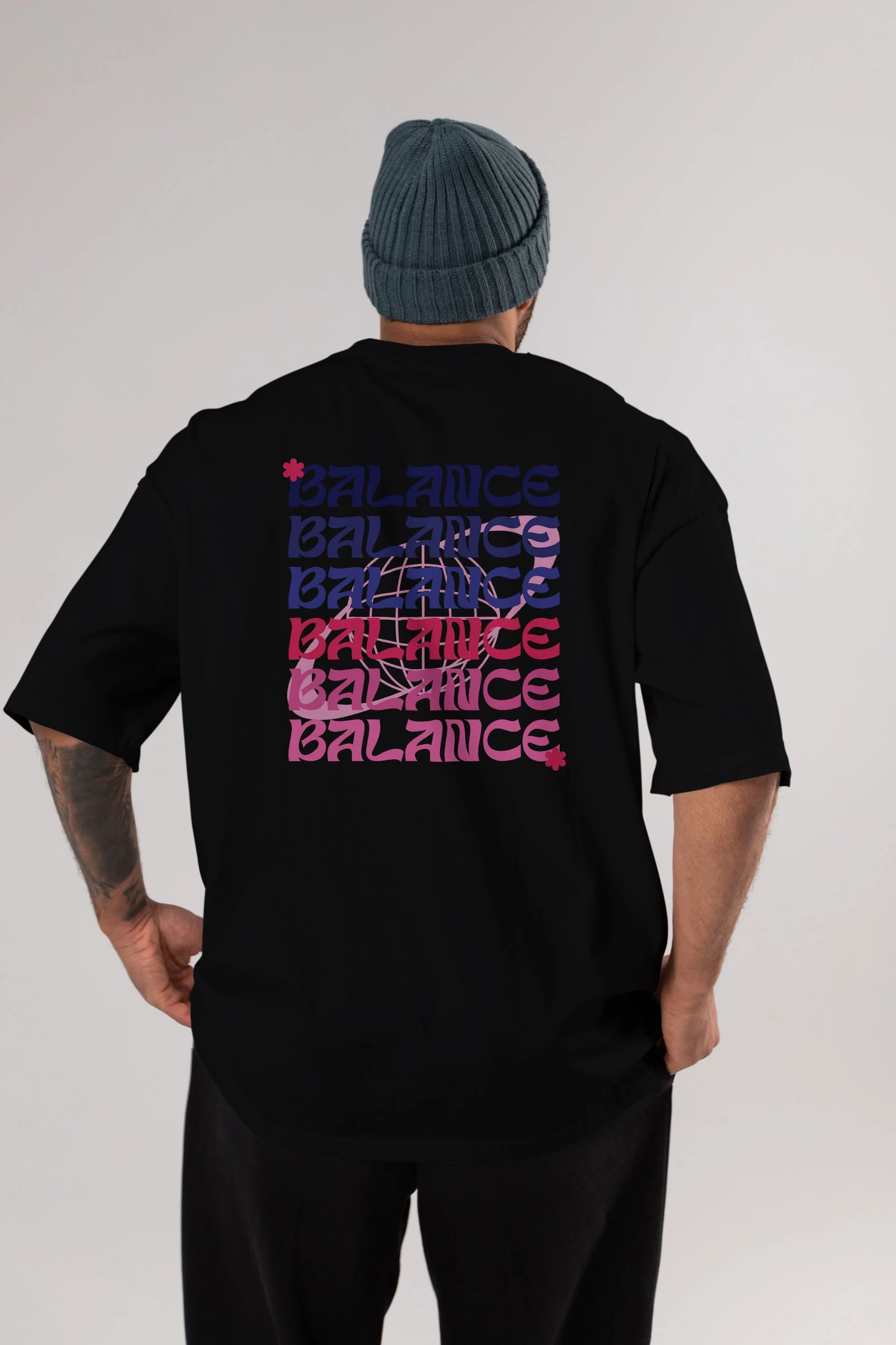 Balance Yazılı Arka Baskılı Oversize t-shirt Erkek Kadın Unisex